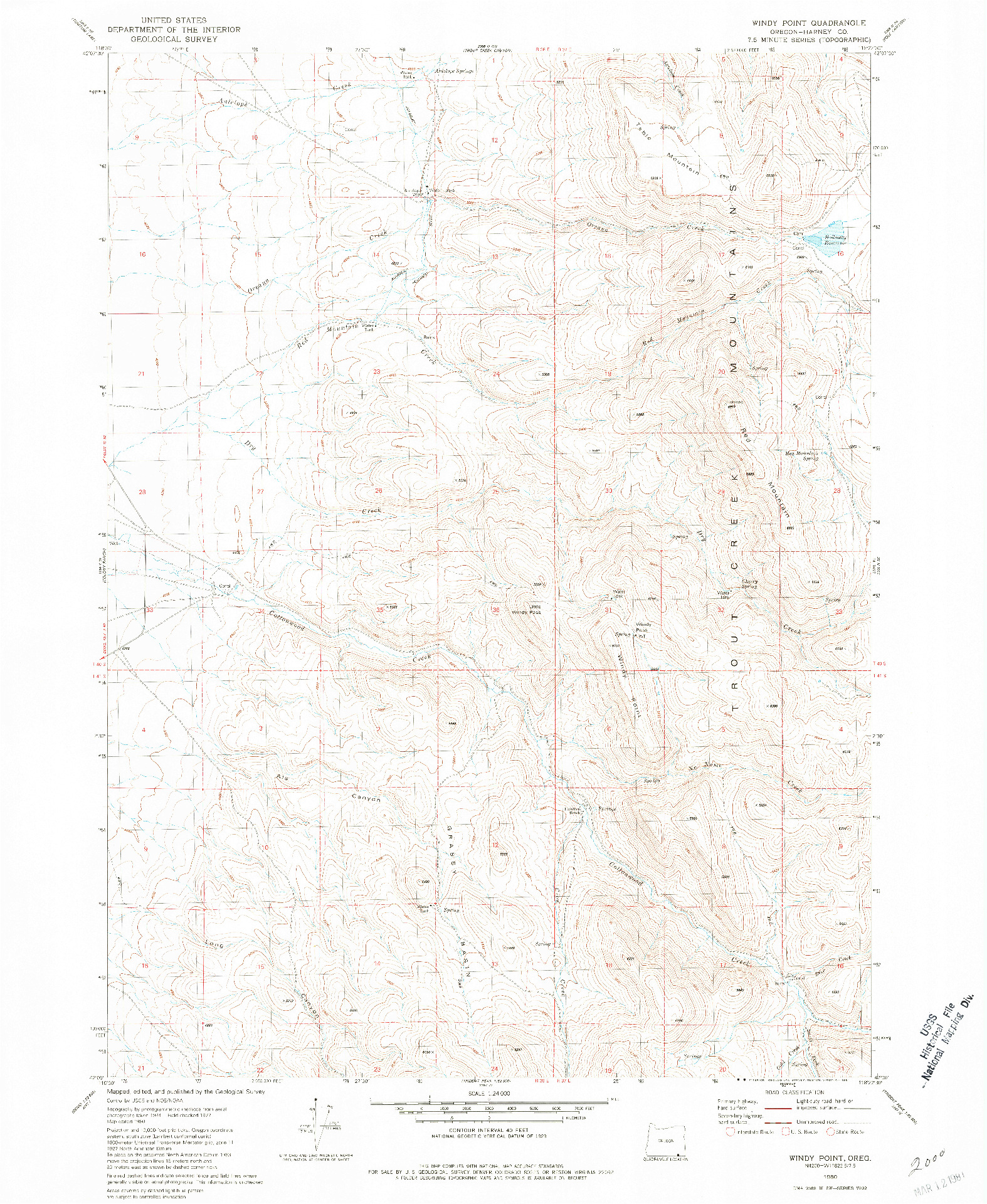 USGS 1:24000-SCALE QUADRANGLE FOR WINDY POINT, OR 1980