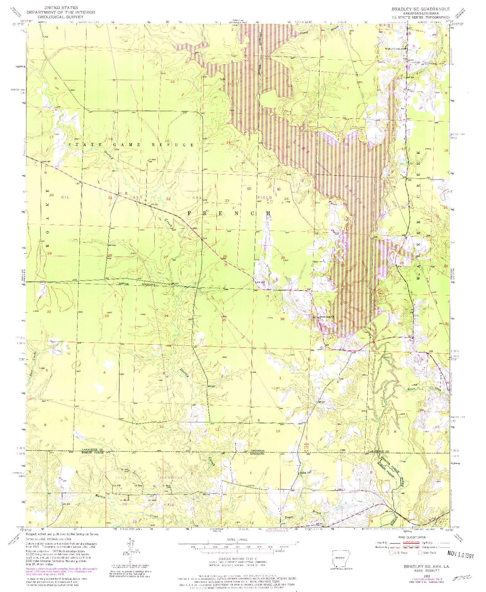 USGS 1:24000-SCALE QUADRANGLE FOR BRADLEY SE, AR 1952