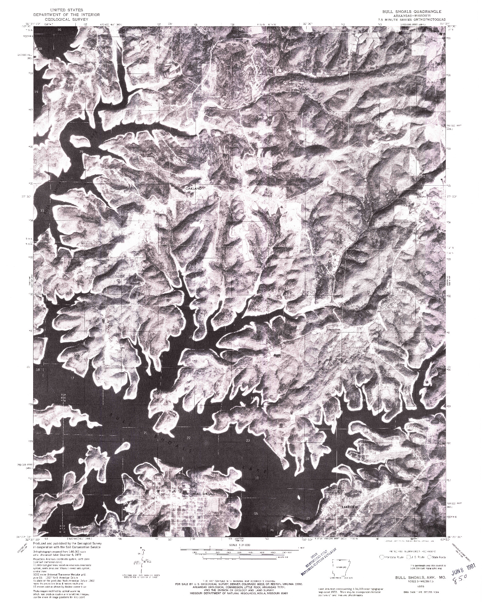 USGS 1:24000-SCALE QUADRANGLE FOR BULL SHOALS, AR 1979
