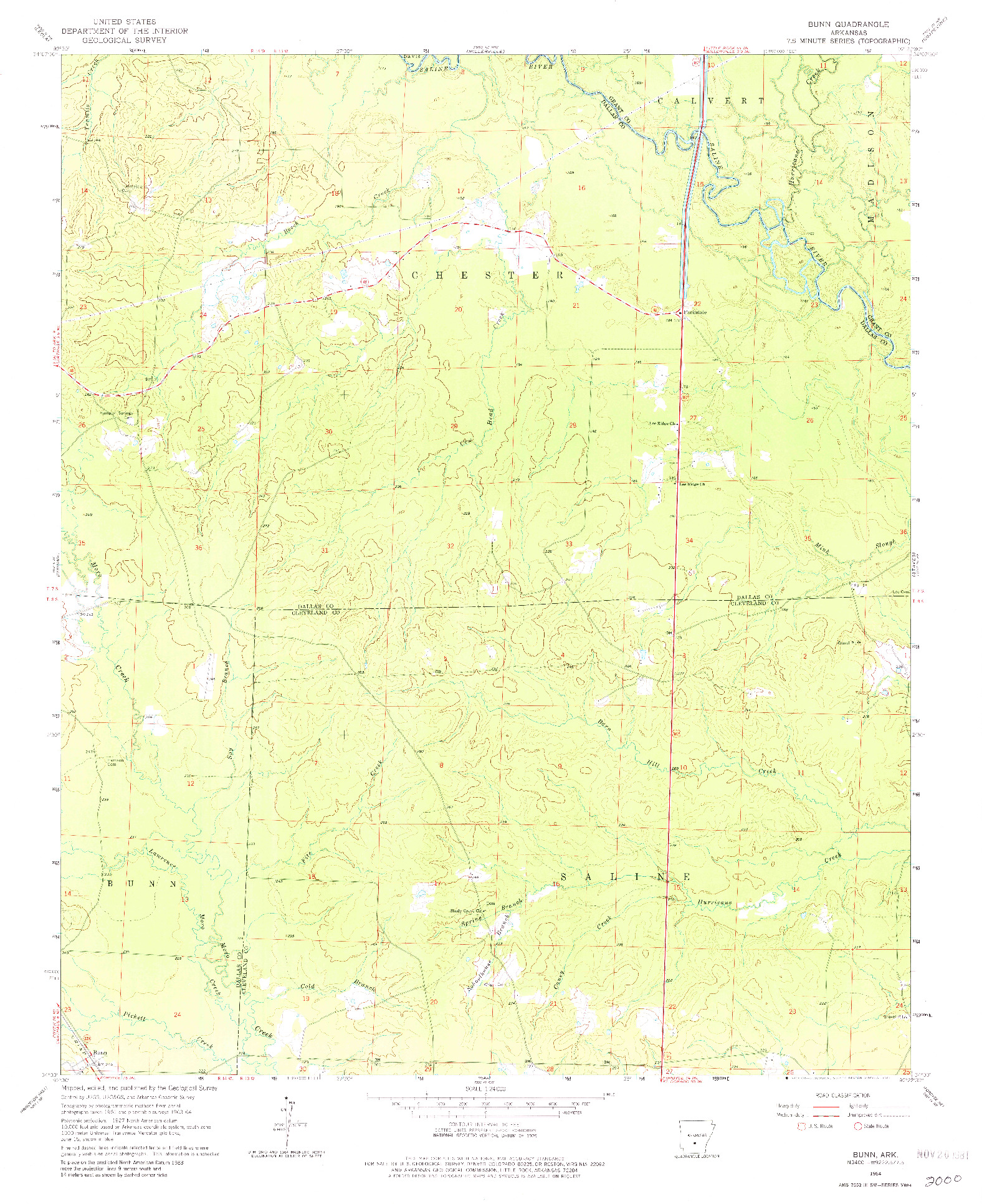 USGS 1:24000-SCALE QUADRANGLE FOR BUNN, AR 1964