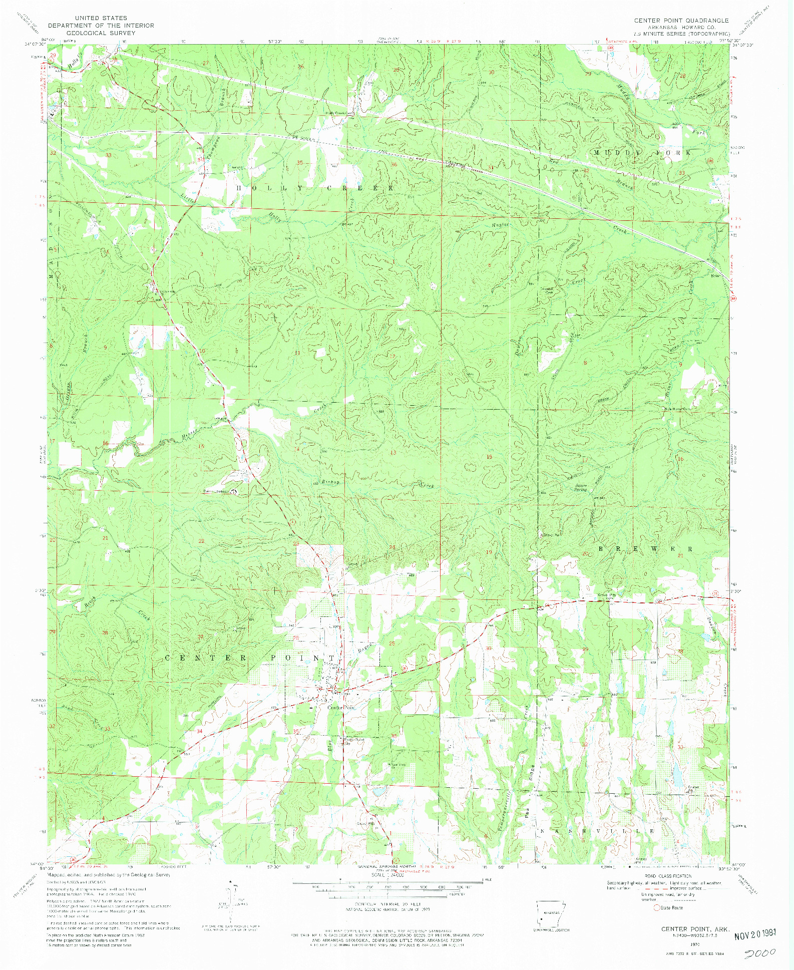 USGS 1:24000-SCALE QUADRANGLE FOR CENTER POINT, AR 1970