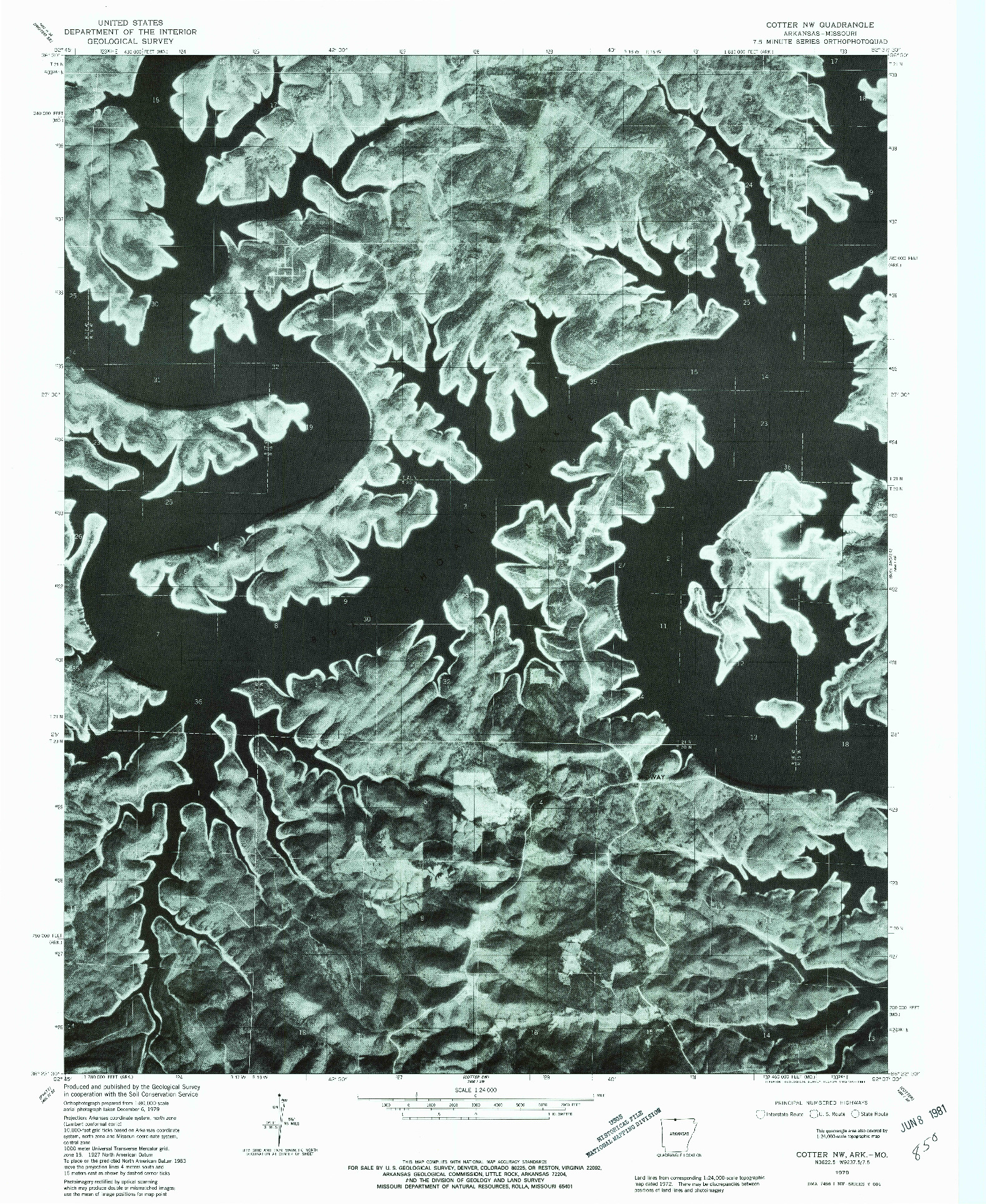 USGS 1:24000-SCALE QUADRANGLE FOR COTTER NW, AR 1979
