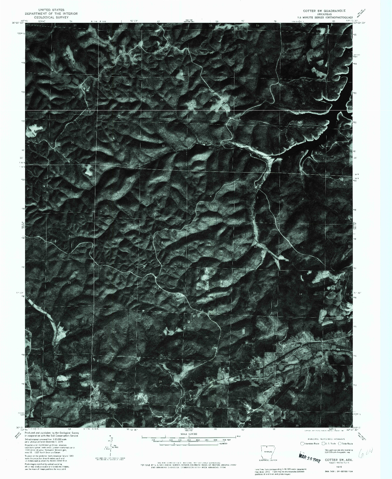 USGS 1:24000-SCALE QUADRANGLE FOR COTTER SW, AR 1979