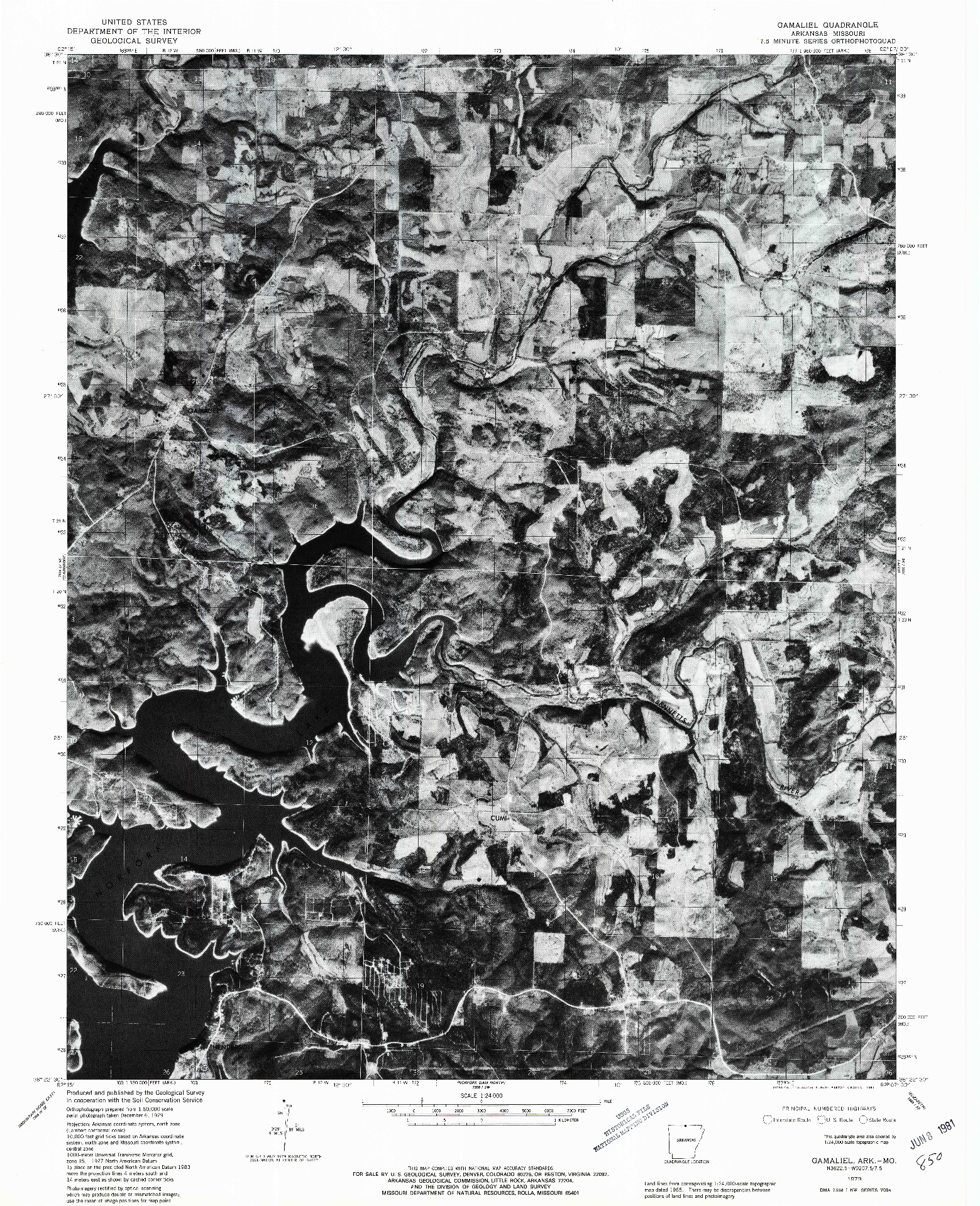 USGS 1:24000-SCALE QUADRANGLE FOR GAMALIEL, AR 1979