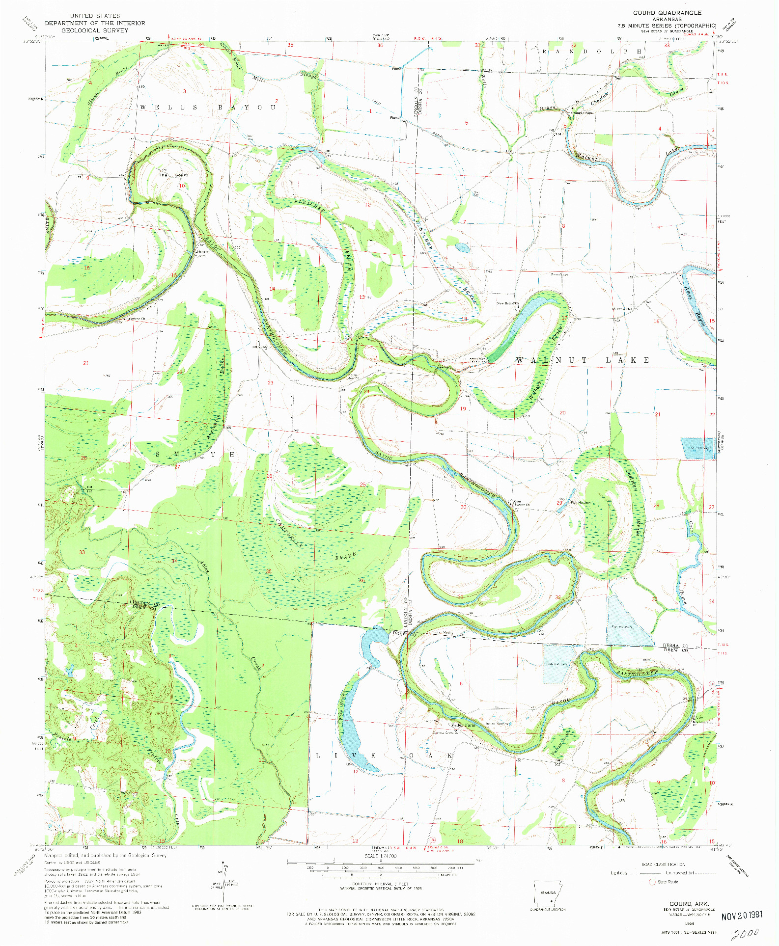 USGS 1:24000-SCALE QUADRANGLE FOR GOURD, AR 1964