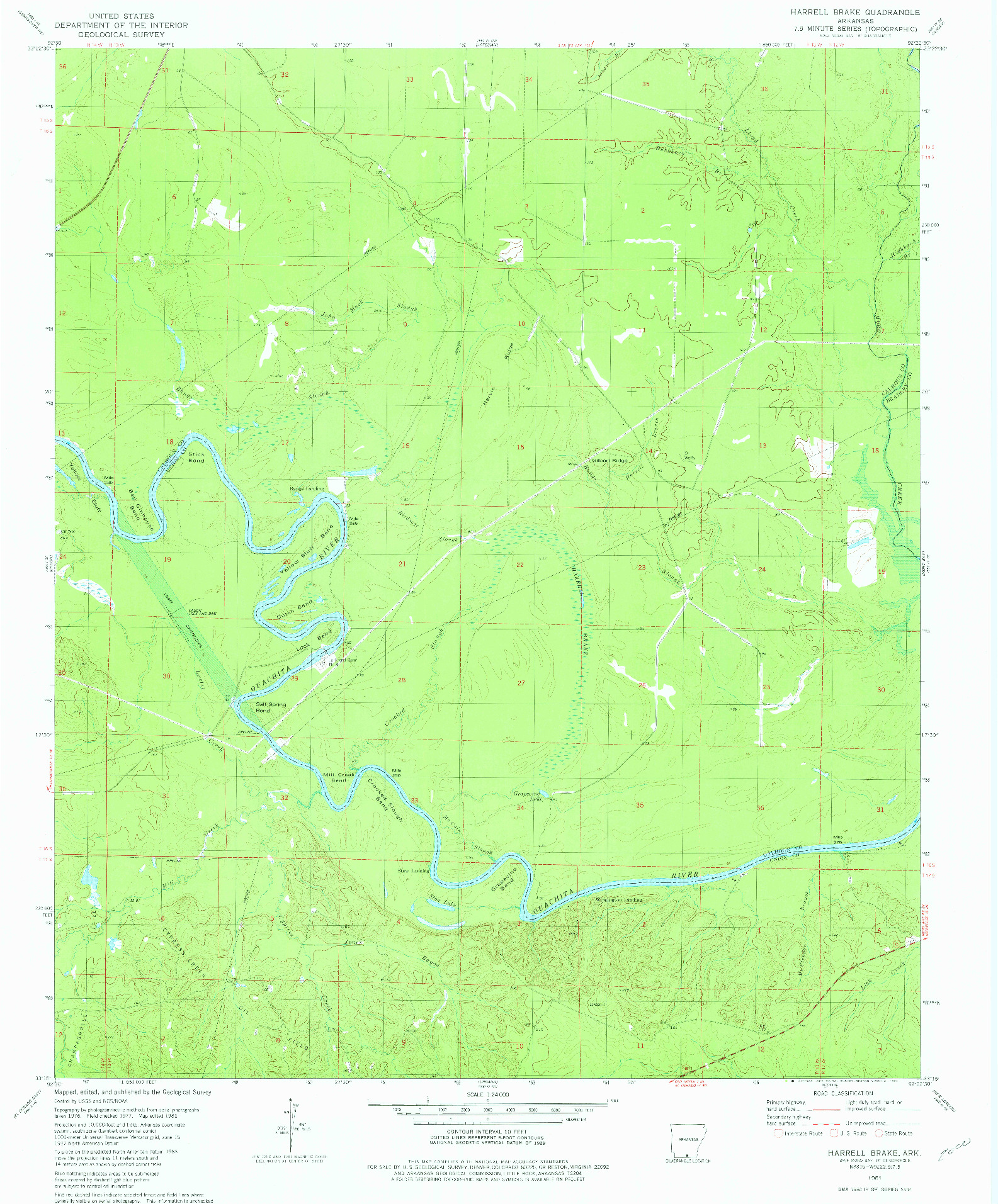 USGS 1:24000-SCALE QUADRANGLE FOR HARRELL BRAKE, AR 1981