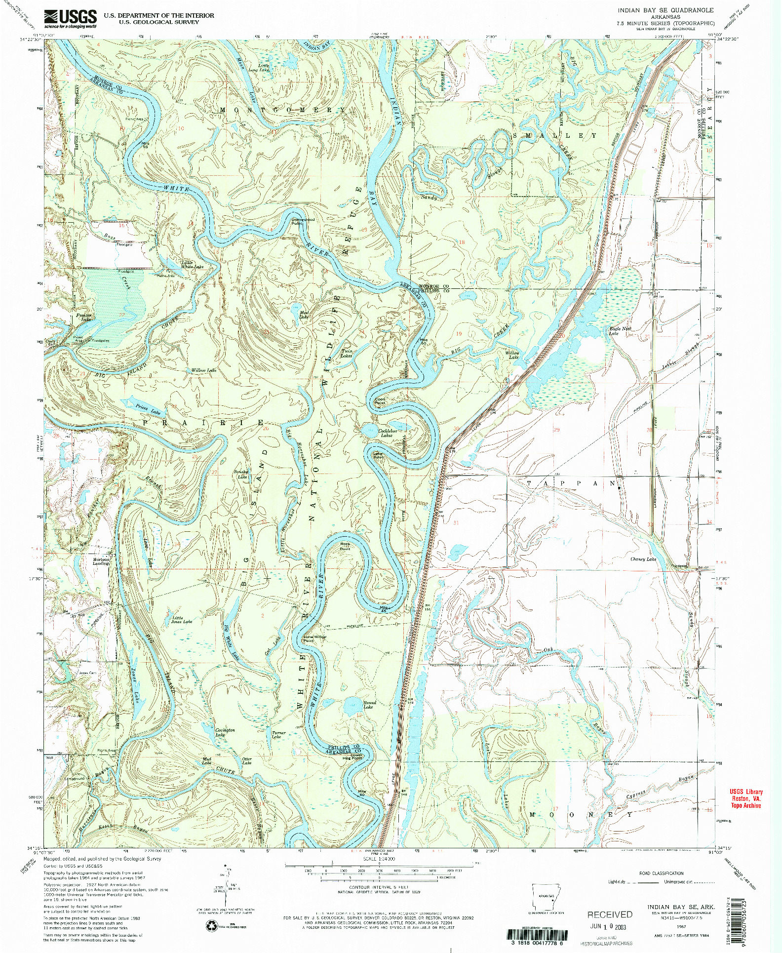 USGS 1:24000-SCALE QUADRANGLE FOR INDIAN BAY SE, AR 1967