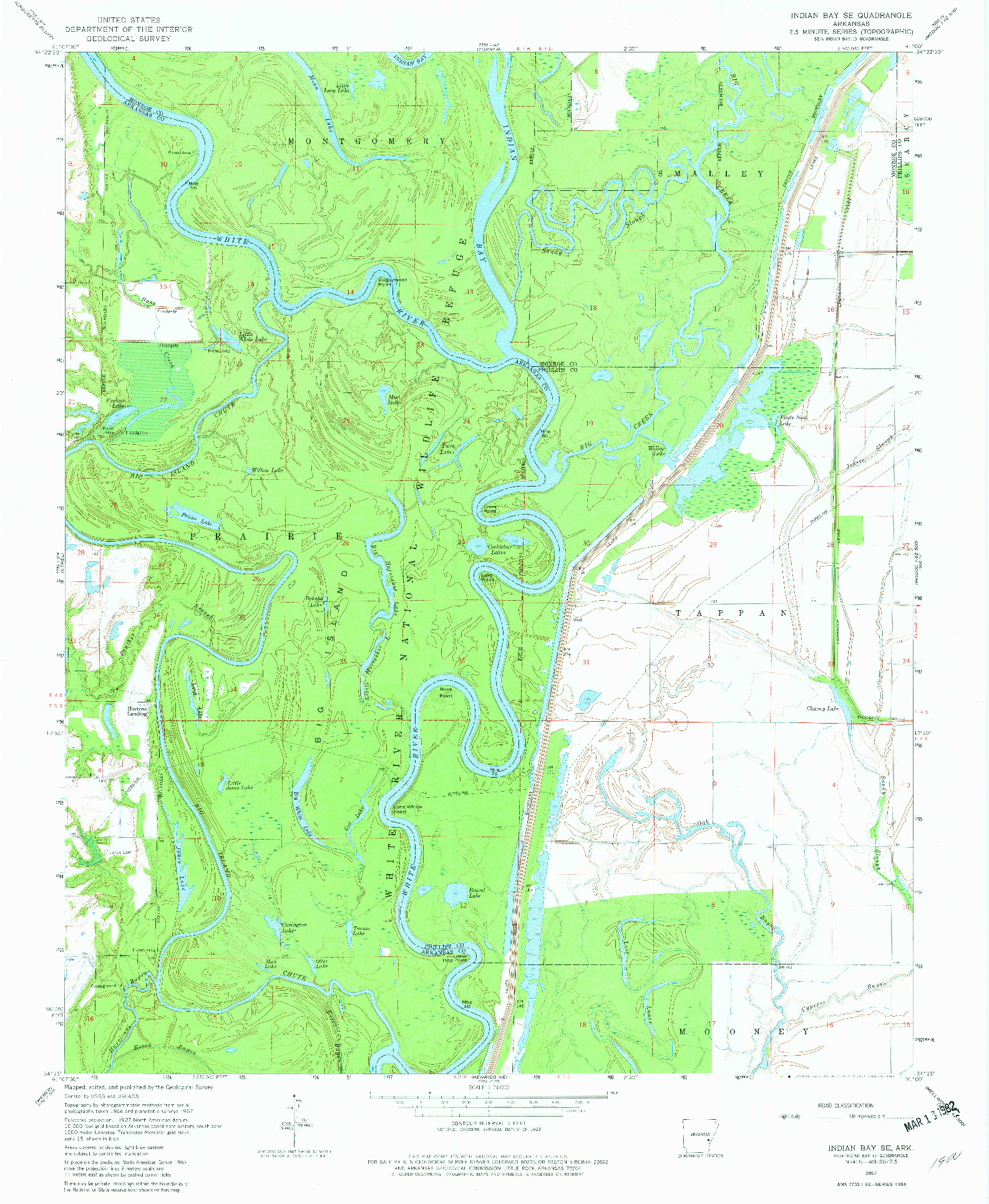 USGS 1:24000-SCALE QUADRANGLE FOR INDIAN BAY SE, AR 1967