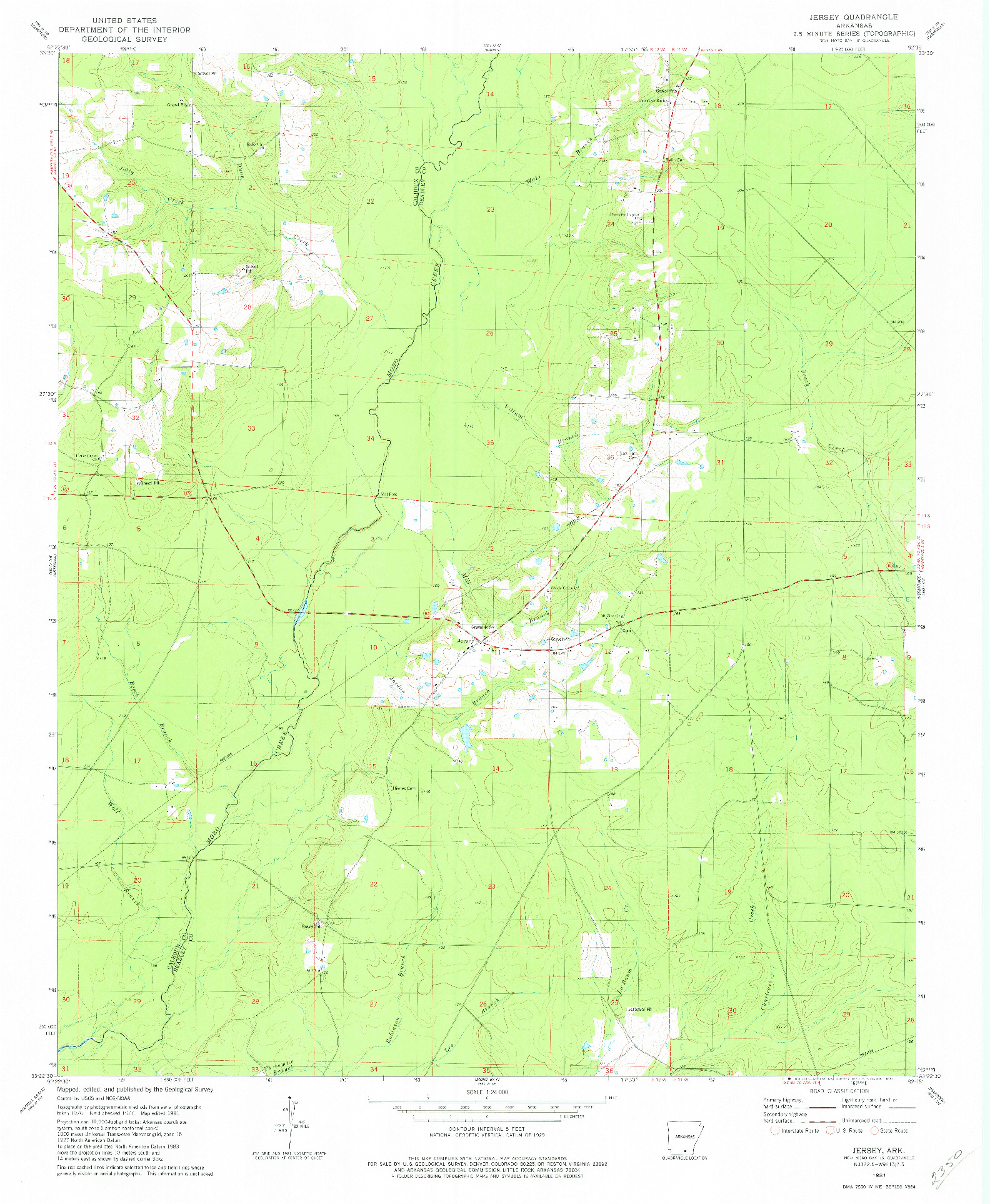 USGS 1:24000-SCALE QUADRANGLE FOR JERSEY, AR 1981