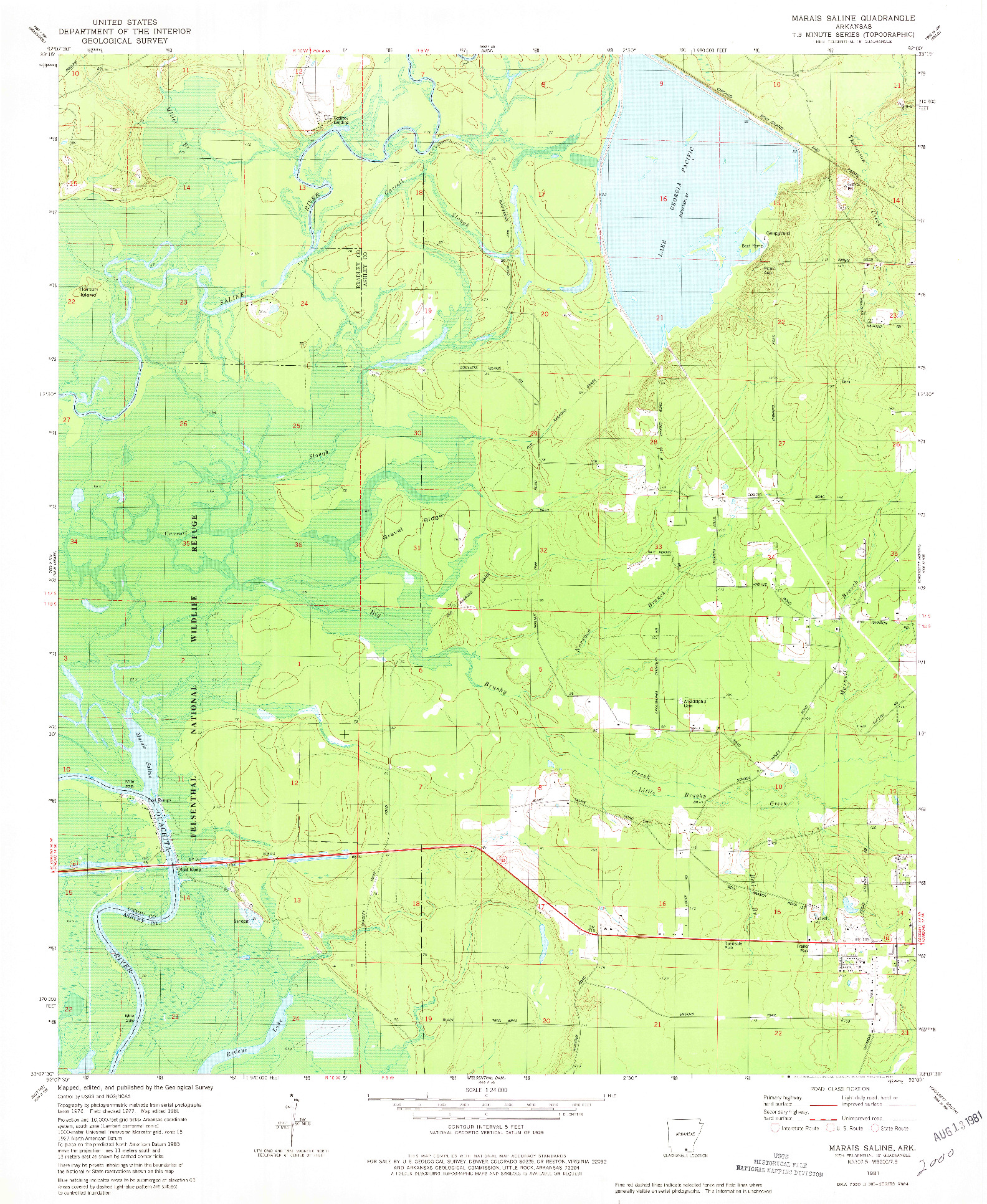 USGS 1:24000-SCALE QUADRANGLE FOR MARAIS SALINE, AR 1981