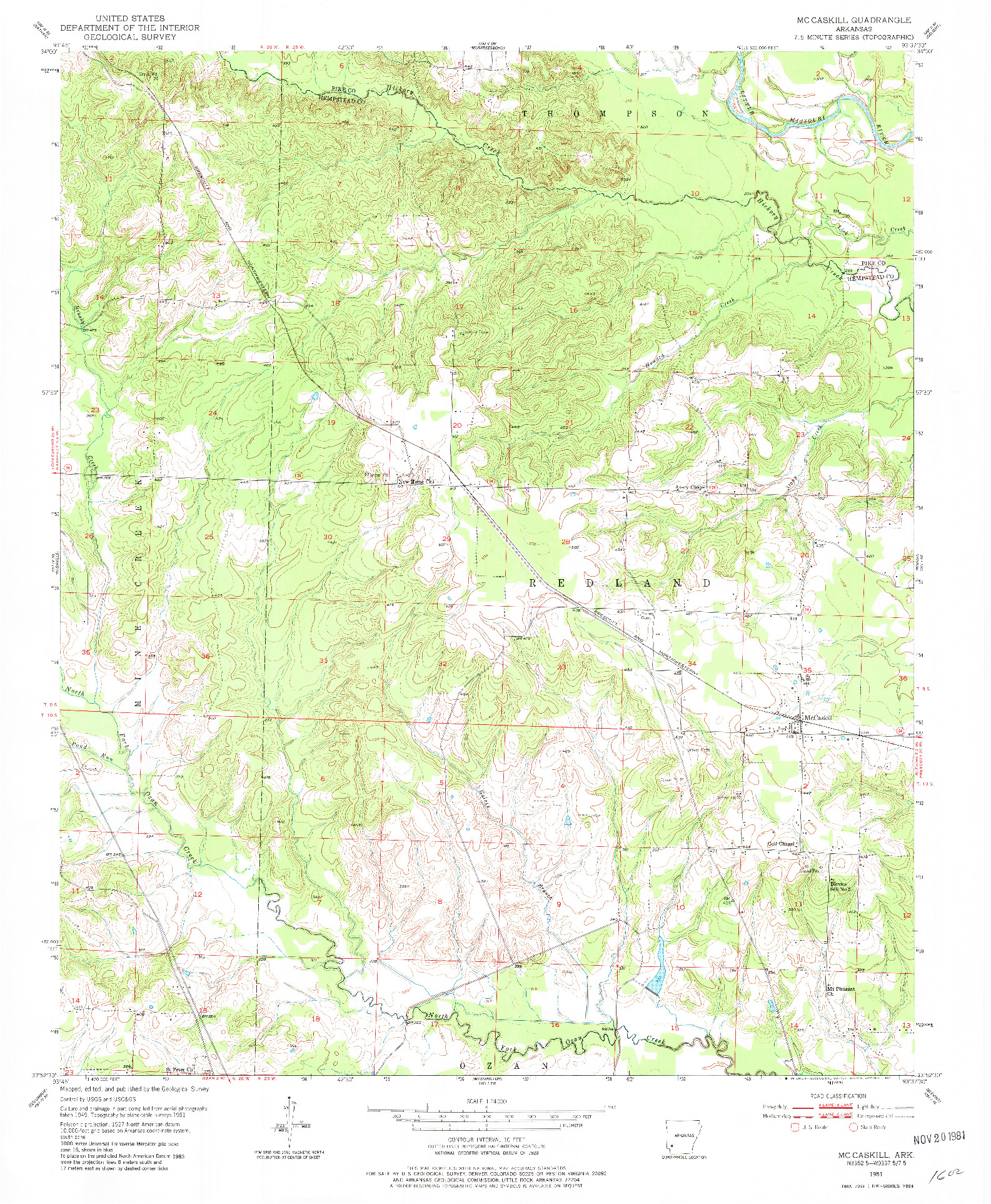 USGS 1:24000-SCALE QUADRANGLE FOR MCCASKILL, AR 1951