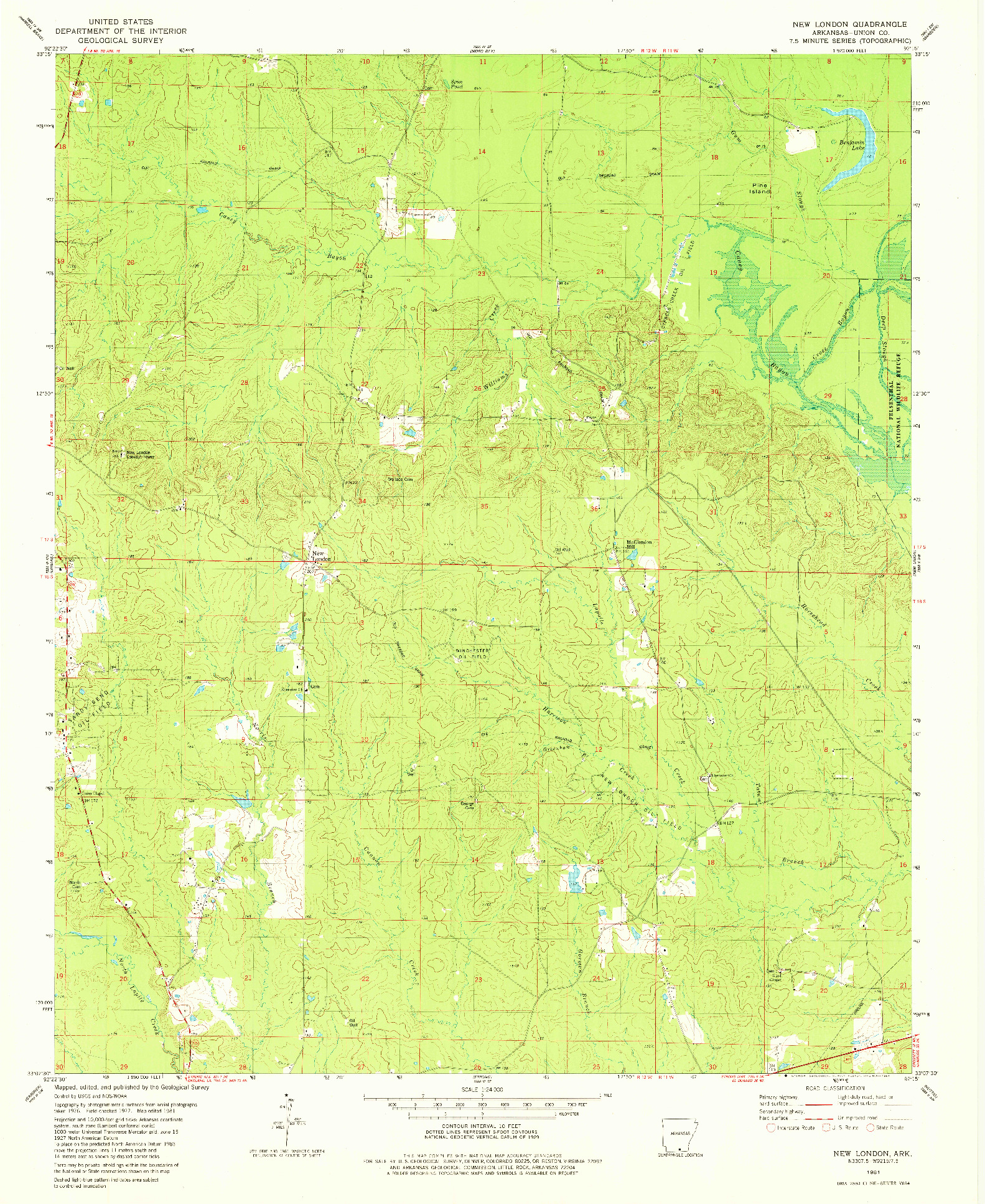 USGS 1:24000-SCALE QUADRANGLE FOR NEW LONDON, AR 1981