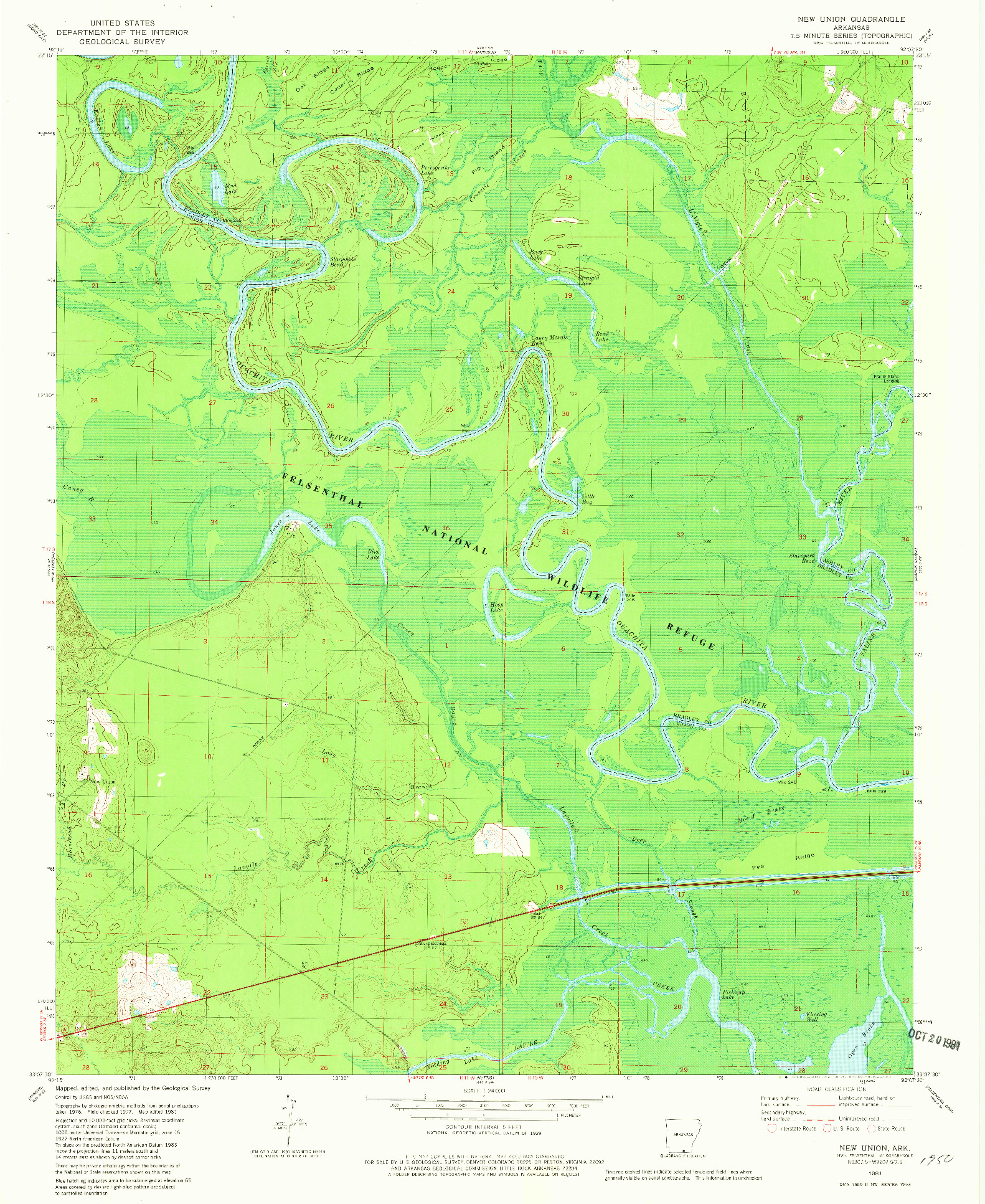 USGS 1:24000-SCALE QUADRANGLE FOR NEW UNION, AR 1981