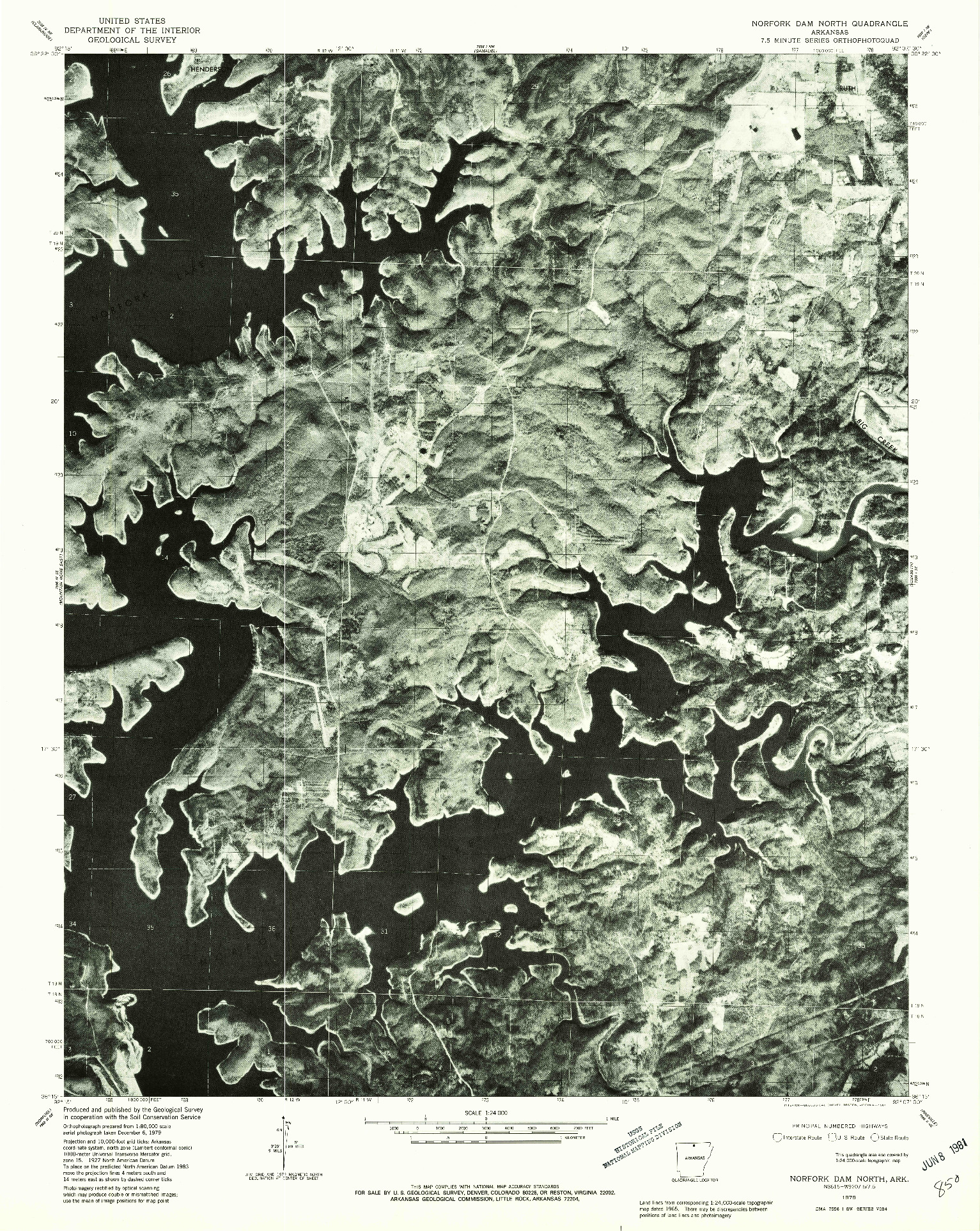 USGS 1:24000-SCALE QUADRANGLE FOR NORFORK DAM NORTH, AR 1979