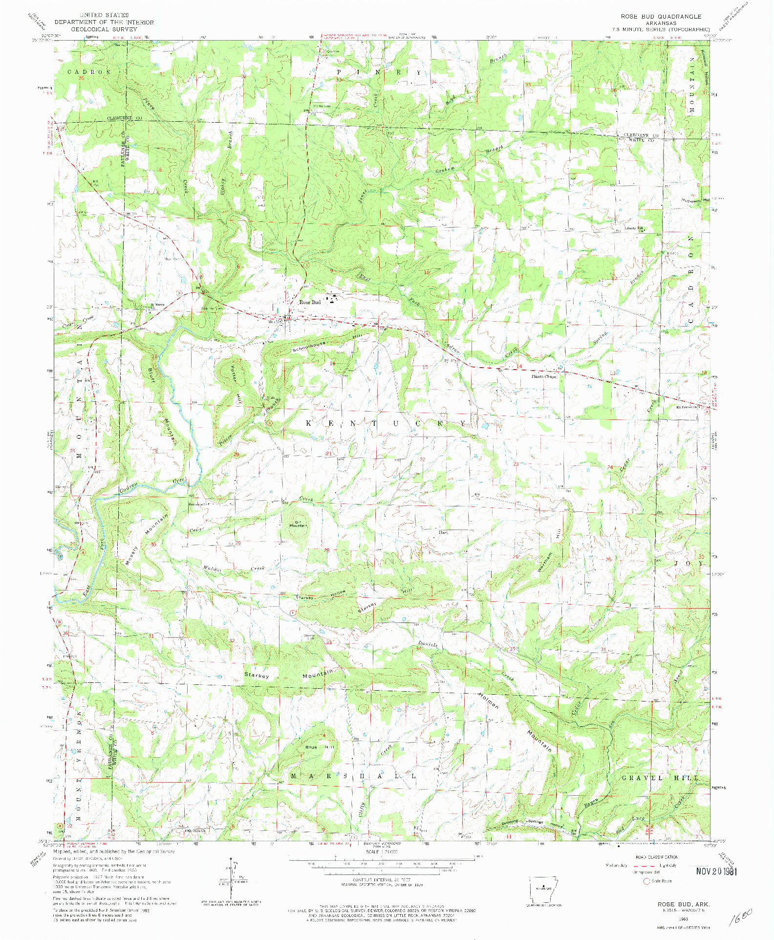 USGS 1:24000-SCALE QUADRANGLE FOR ROSE BUD, AR 1963