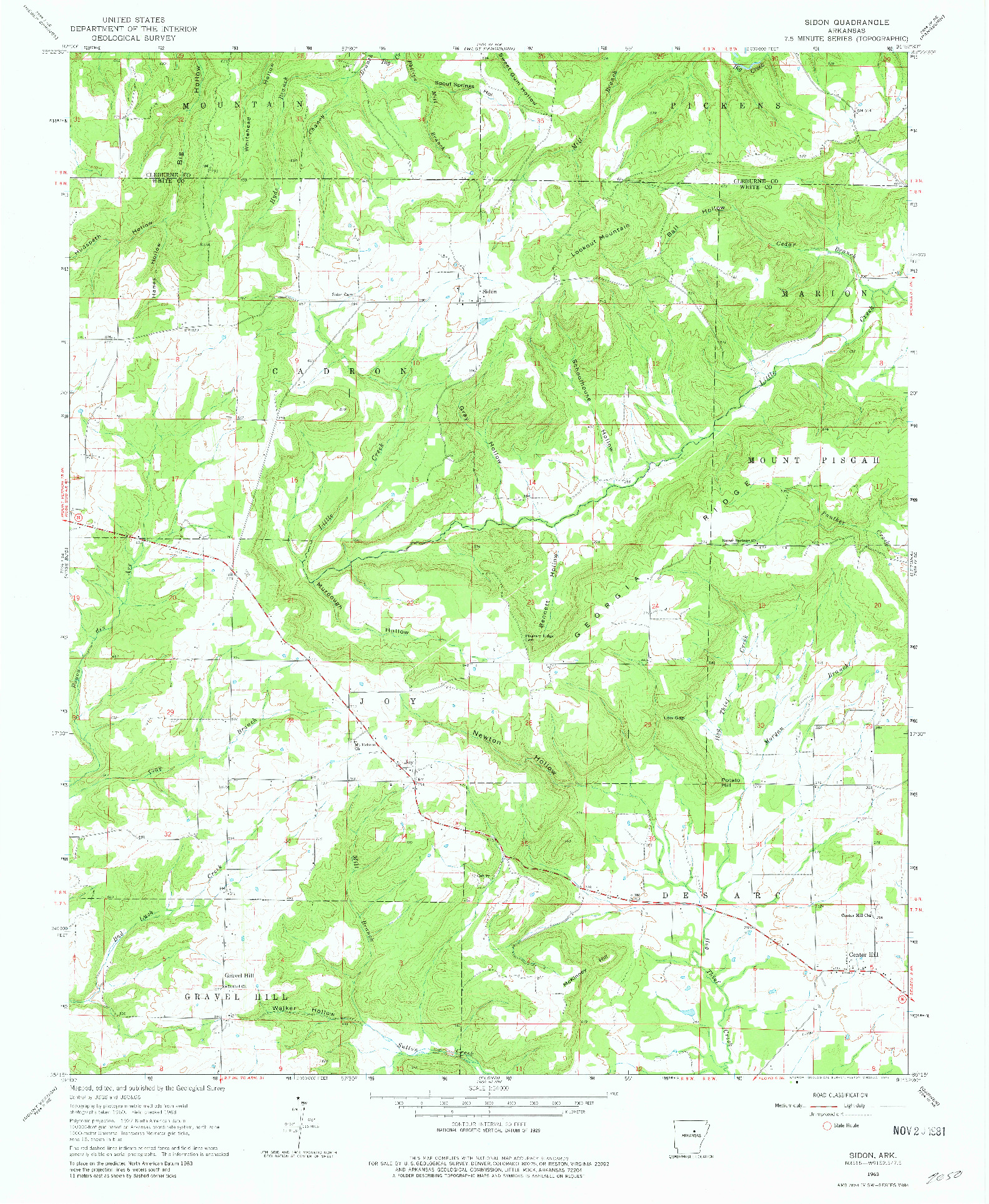 USGS 1:24000-SCALE QUADRANGLE FOR SIDON, AR 1963