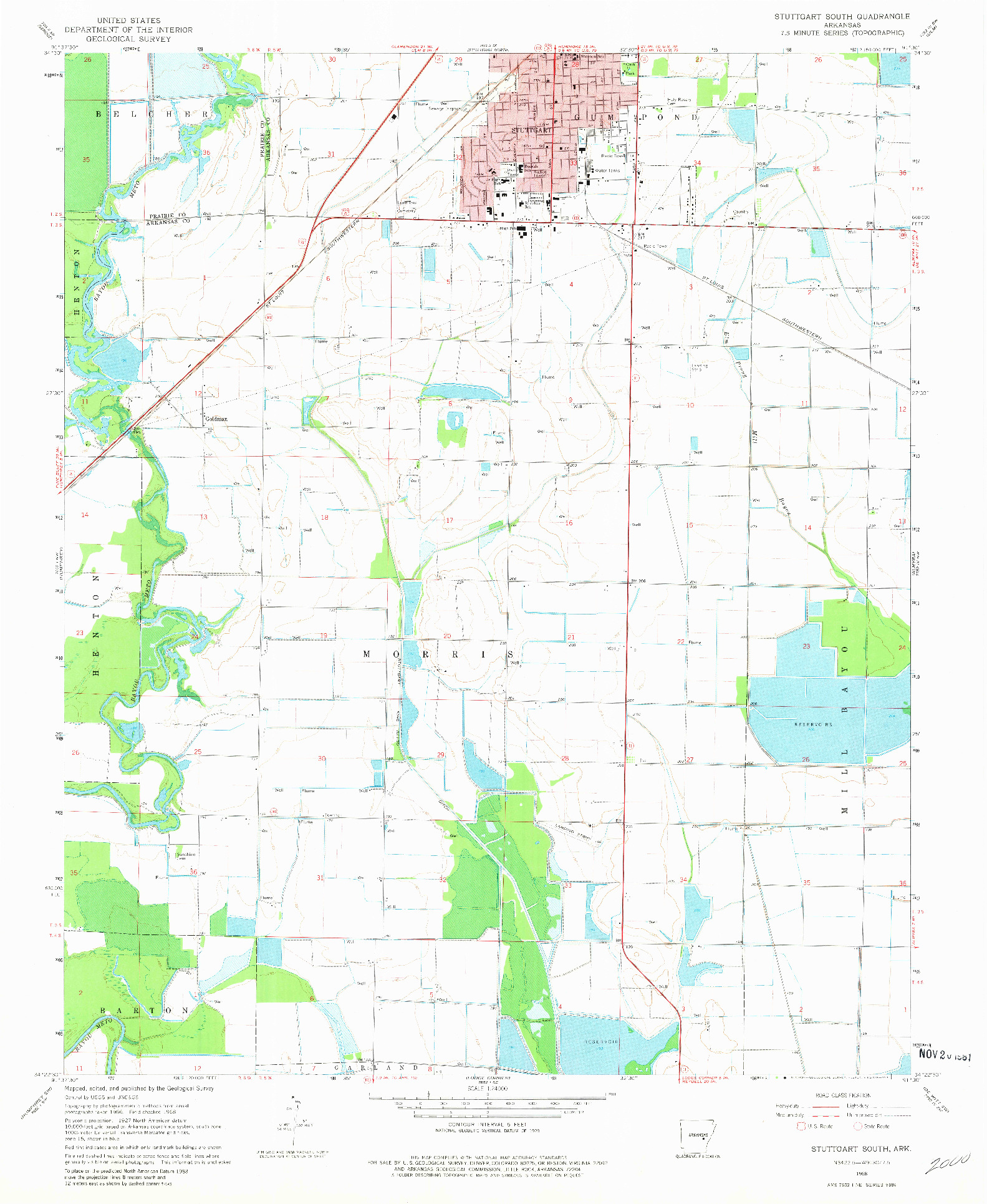 USGS 1:24000-SCALE QUADRANGLE FOR STUTTGART SOUTH, AR 1968