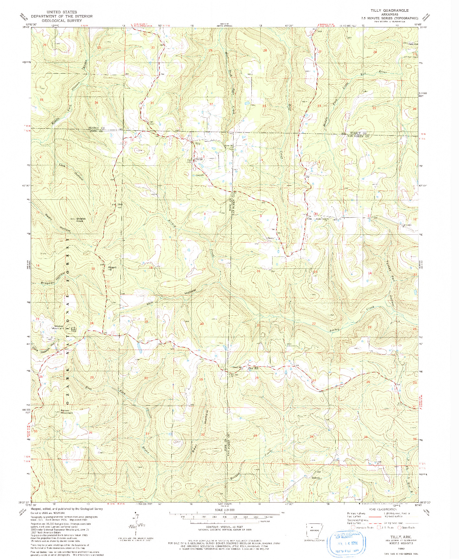 USGS 1:24000-SCALE QUADRANGLE FOR TILLY, AR 1980