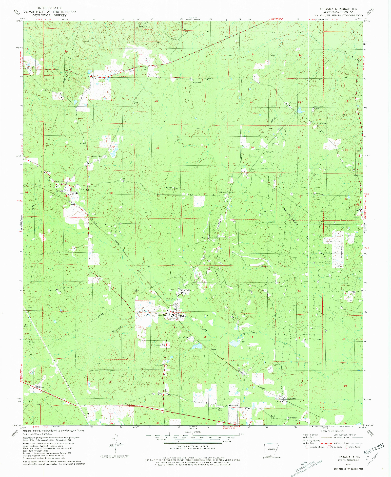 USGS 1:24000-SCALE QUADRANGLE FOR URBANA, AR 1981