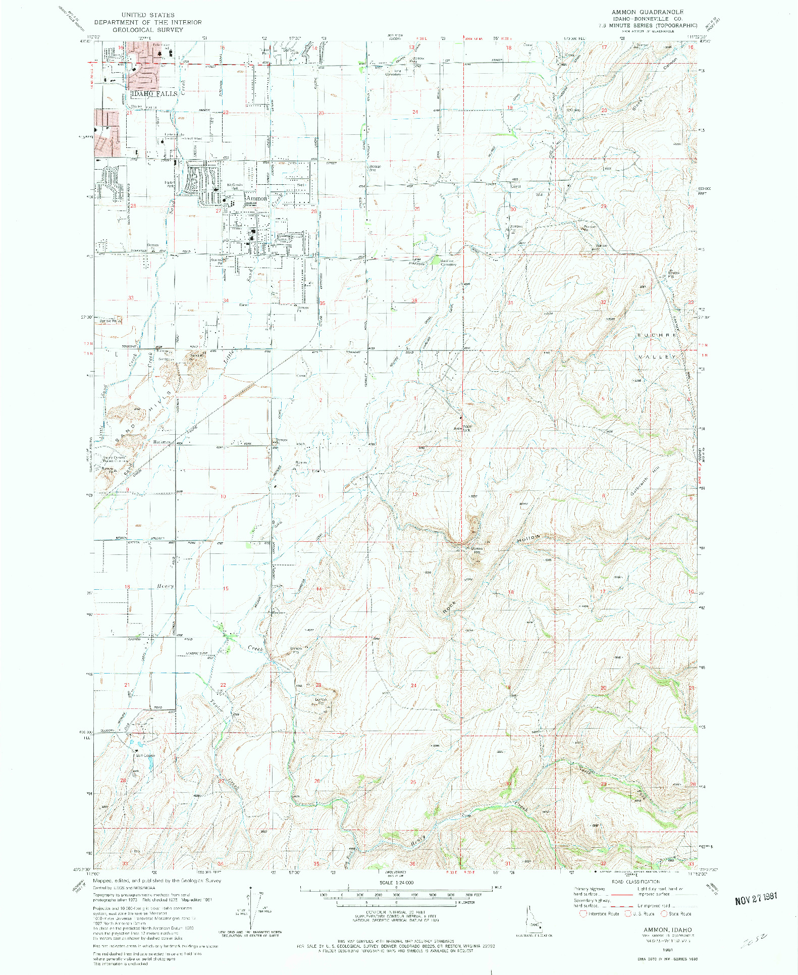 USGS 1:24000-SCALE QUADRANGLE FOR AMMON, ID 1981