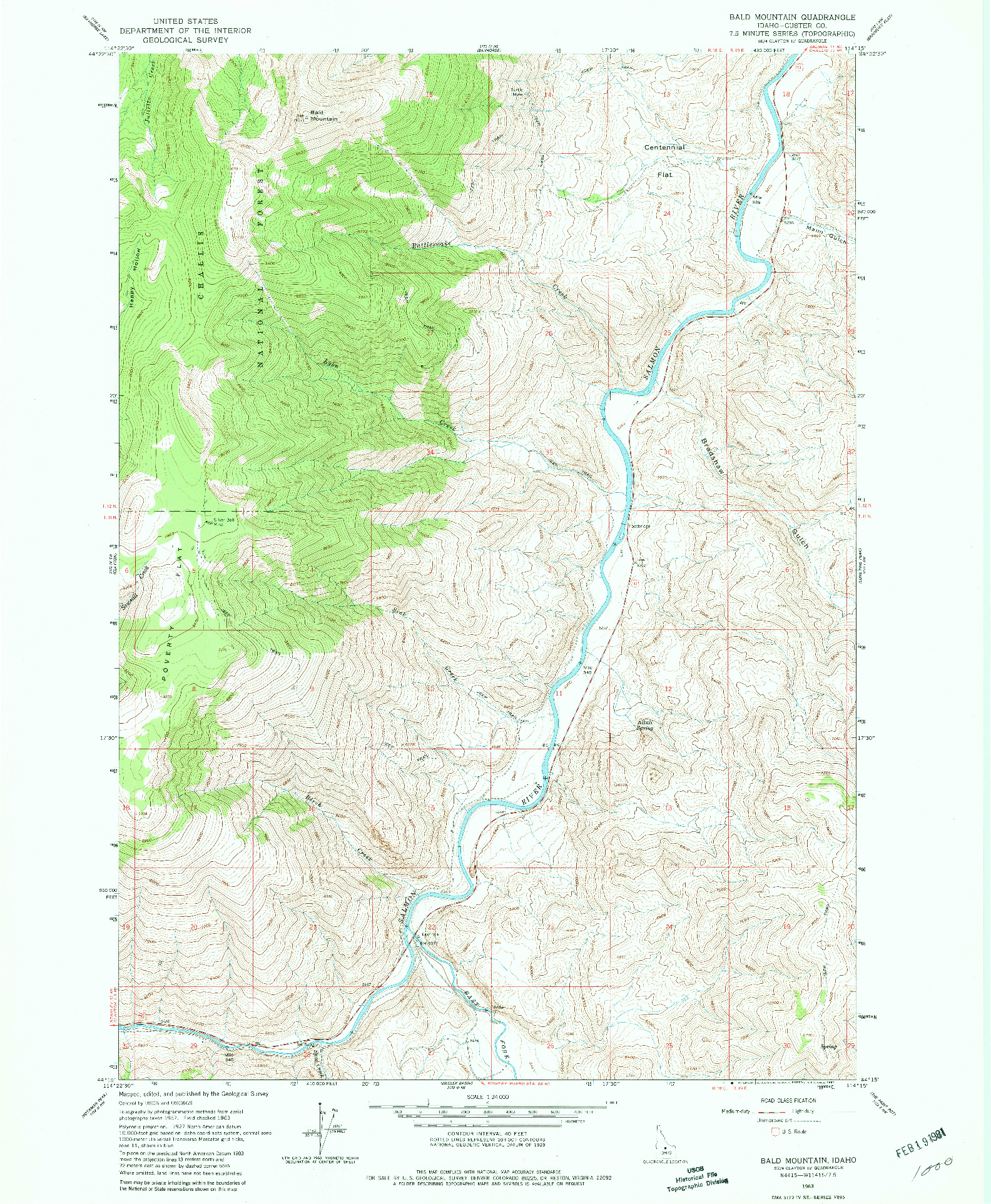 USGS 1:24000-SCALE QUADRANGLE FOR BALD MOUNTAIN, ID 1963