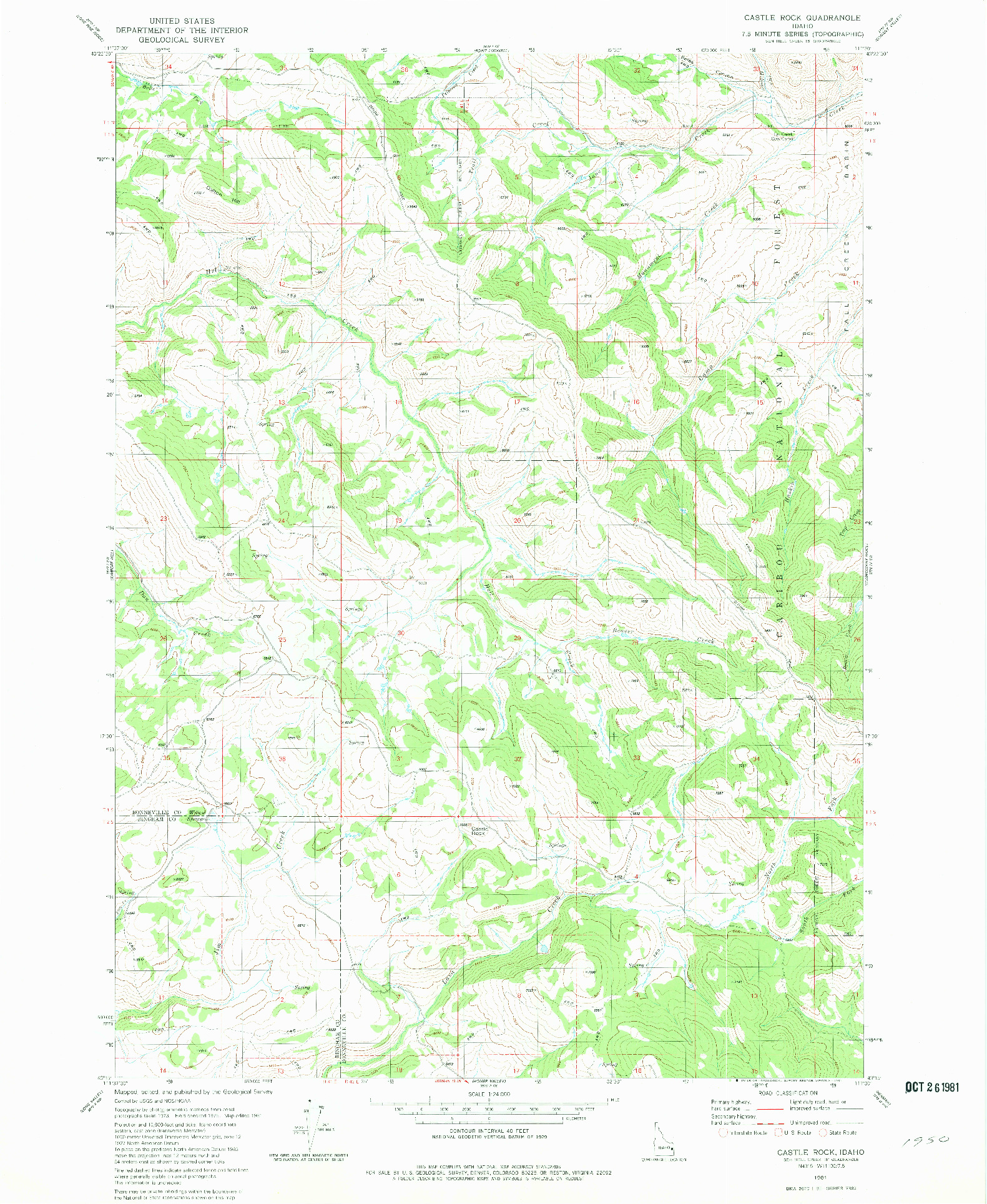 USGS 1:24000-SCALE QUADRANGLE FOR CASTLE ROCK, ID 1981