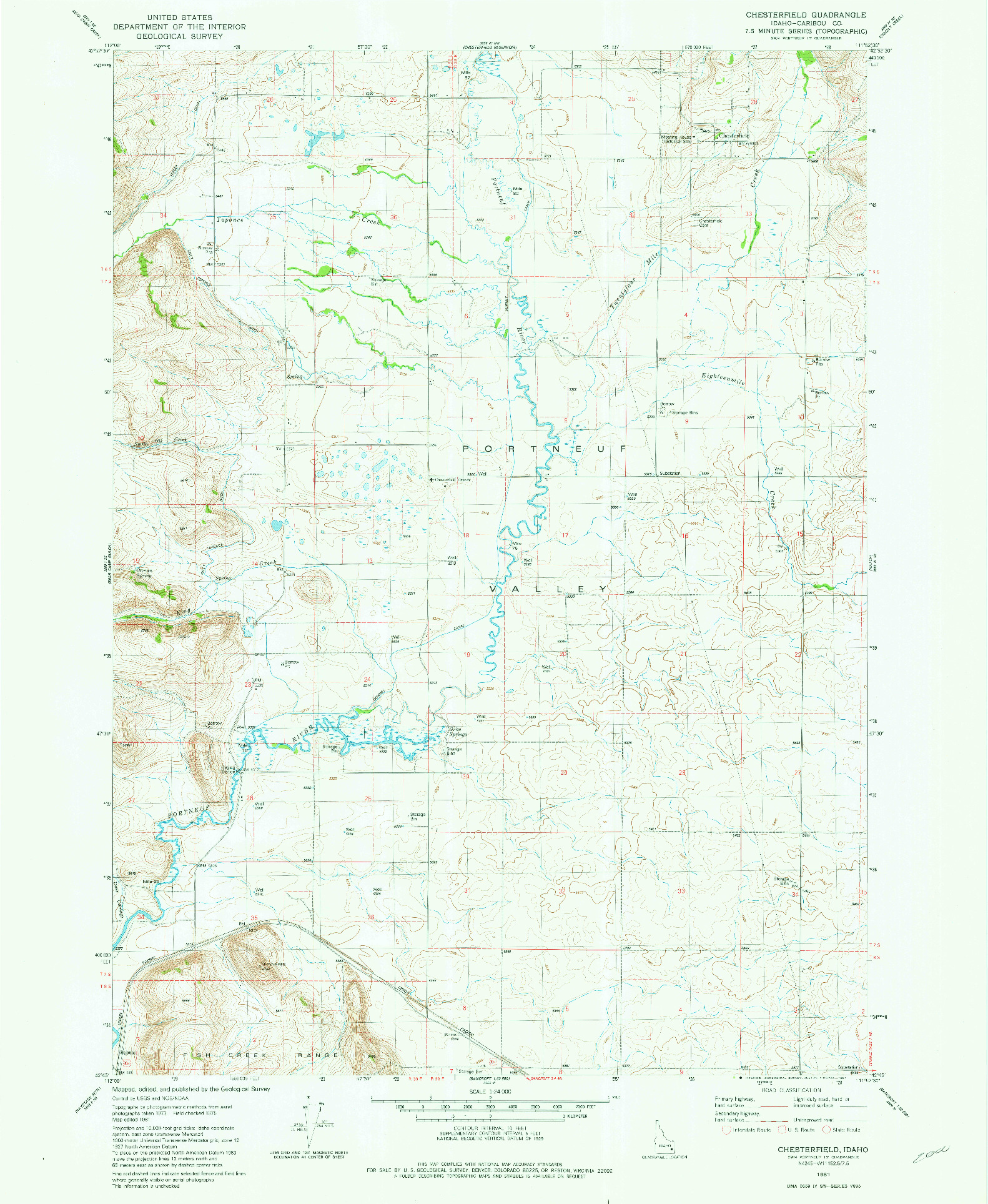 USGS 1:24000-SCALE QUADRANGLE FOR CHESTERFIELD, ID 1981