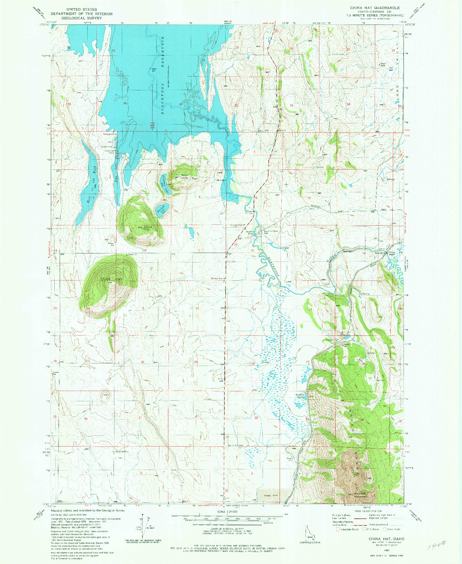 USGS 1:24000-SCALE QUADRANGLE FOR CHINA HAT, ID 1981