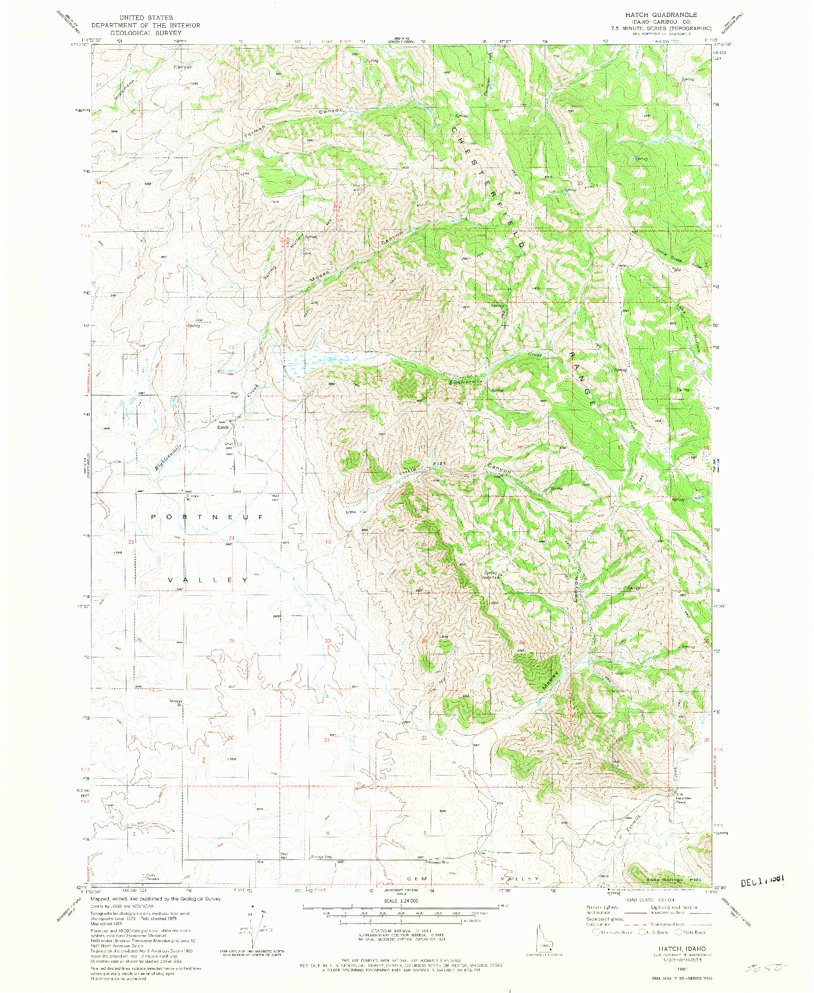 USGS 1:24000-SCALE QUADRANGLE FOR HATCH, ID 1981