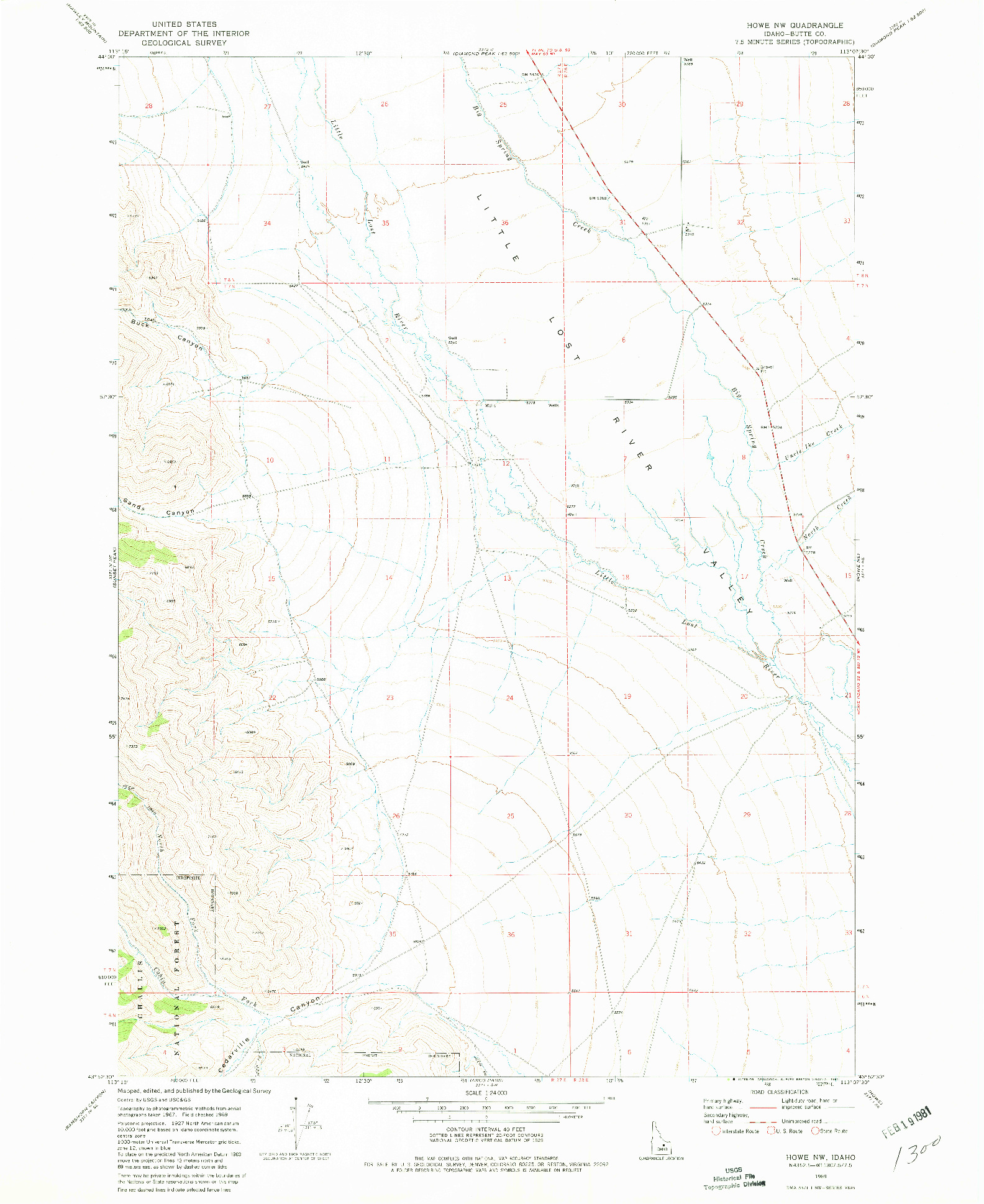 USGS 1:24000-SCALE QUADRANGLE FOR HOWE NW, ID 1969