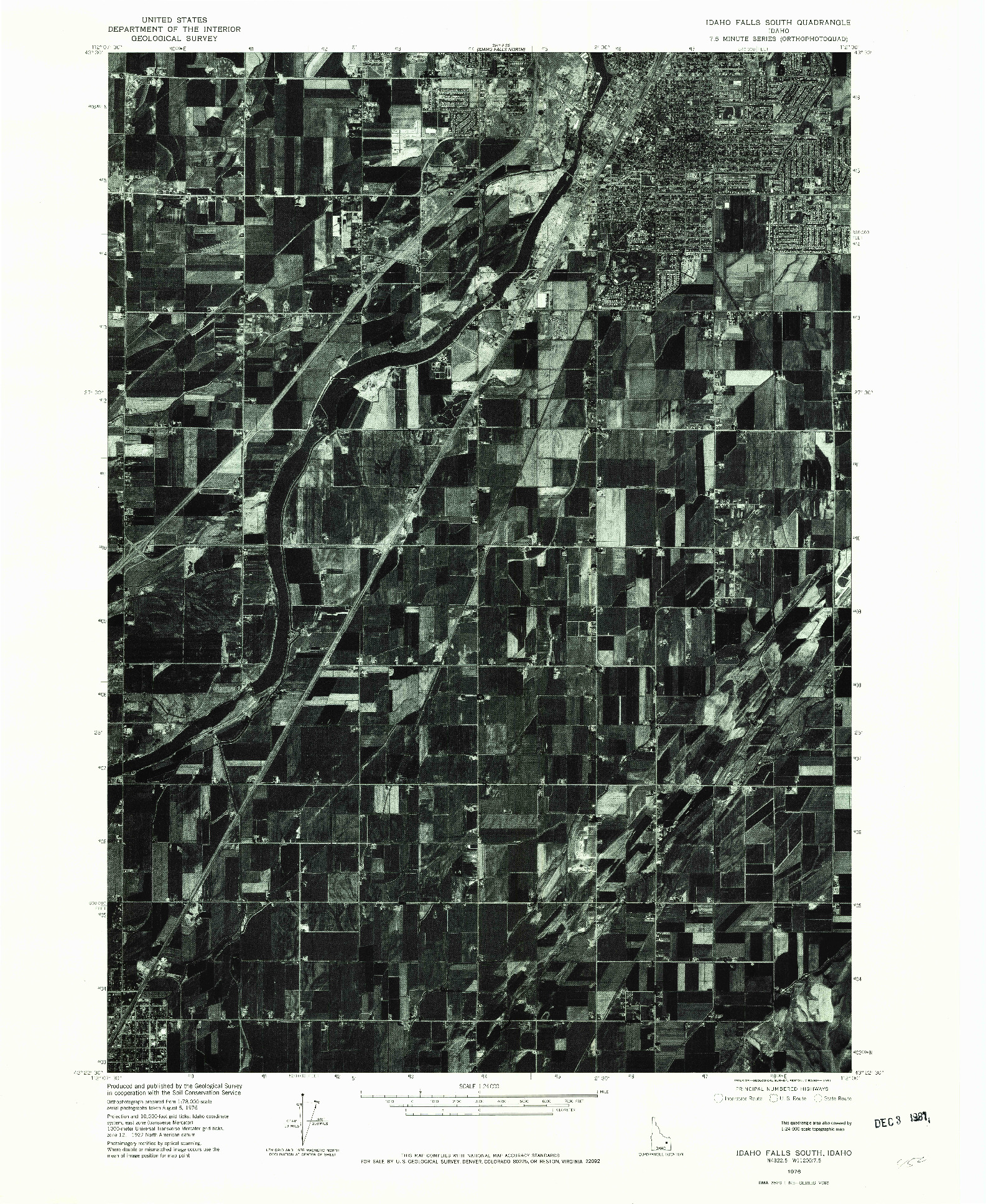 USGS 1:24000-SCALE QUADRANGLE FOR IDAHO FALLS SOUTH, ID 1976