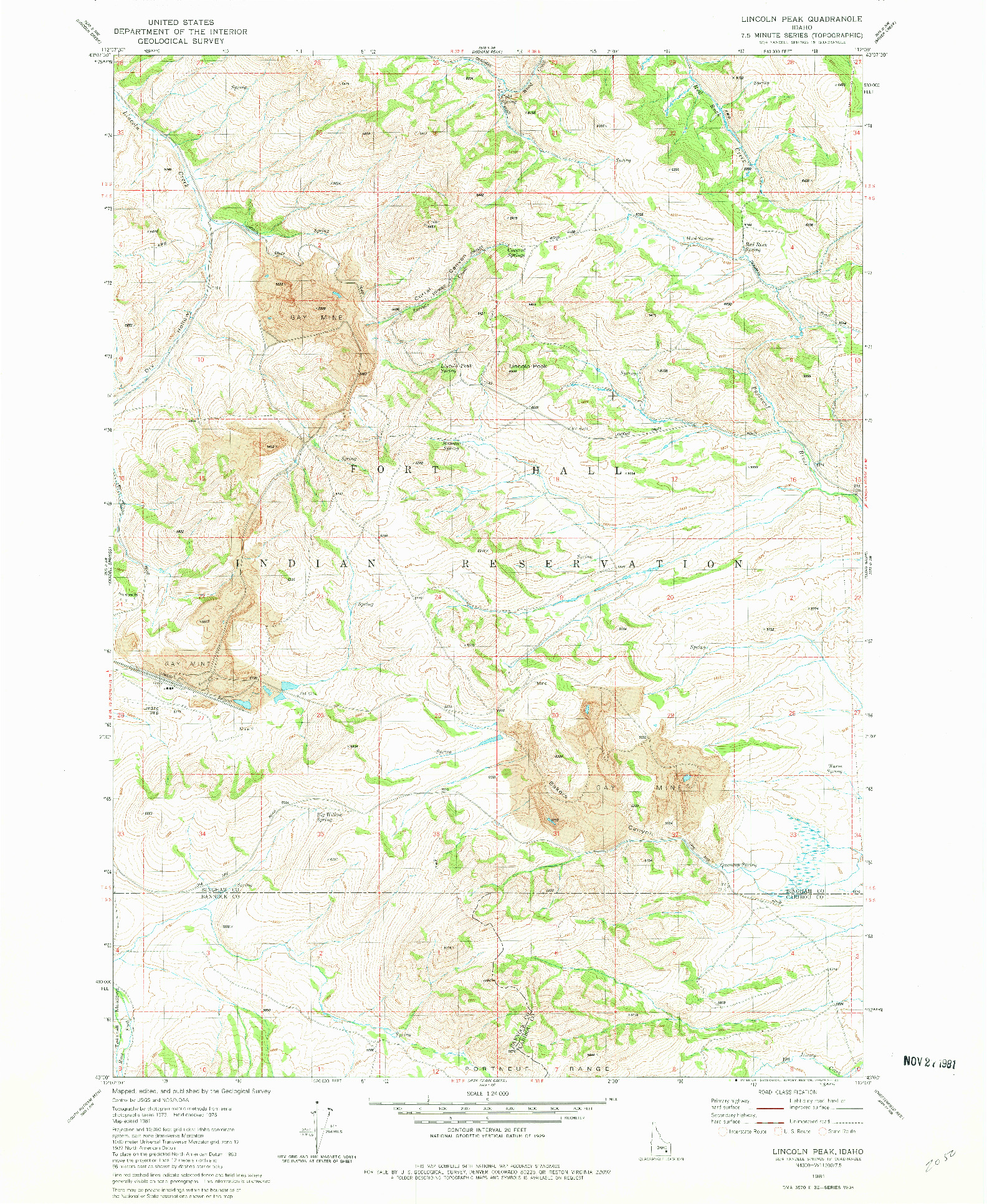 USGS 1:24000-SCALE QUADRANGLE FOR LINCOLN PEAK, ID 1981