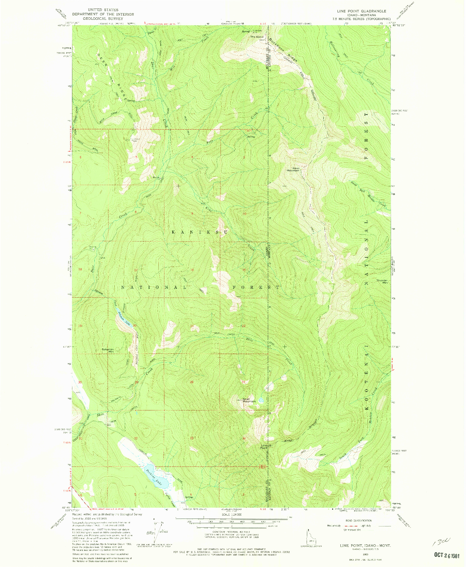 USGS 1:24000-SCALE QUADRANGLE FOR LINE POINT, ID 1965