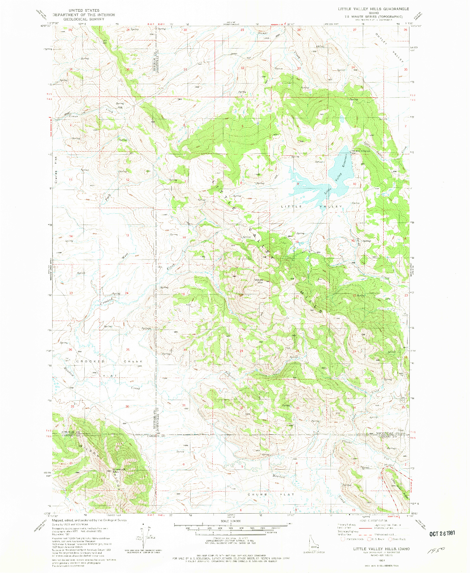 USGS 1:24000-SCALE QUADRANGLE FOR LITTLE VALLEY HILLS, ID 1981