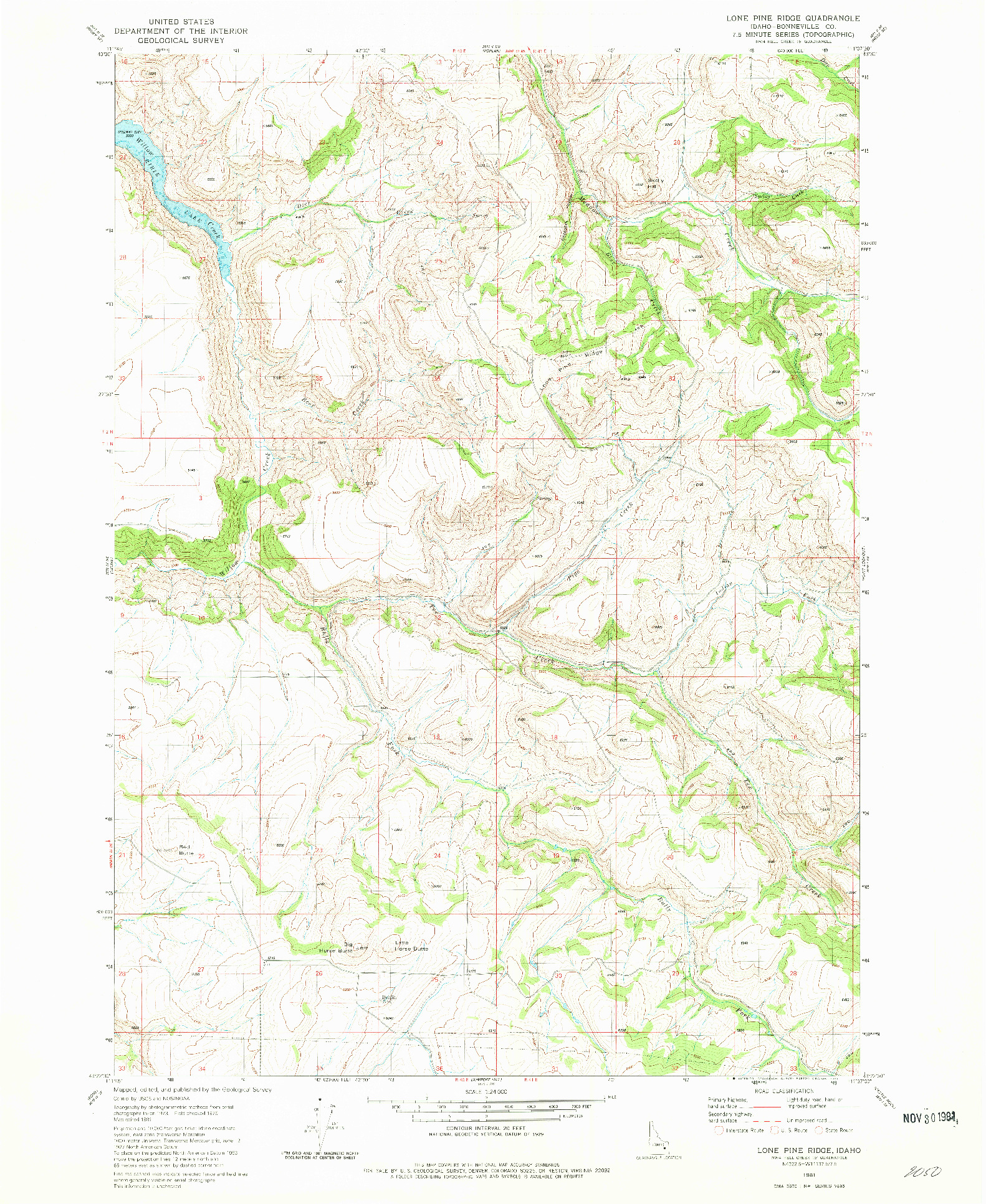 USGS 1:24000-SCALE QUADRANGLE FOR LONE PINE RIDGE, ID 1981
