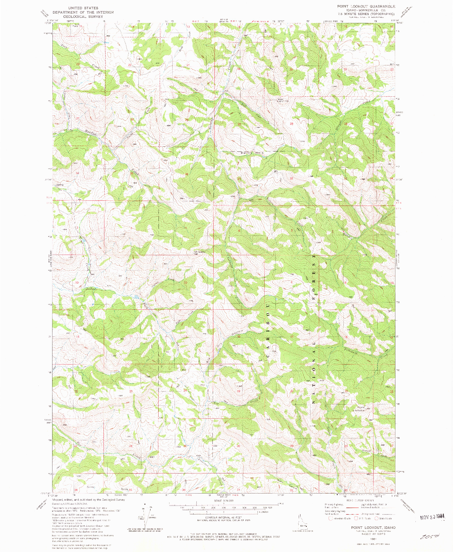 USGS 1:24000-SCALE QUADRANGLE FOR POINT LOOKOUT, ID 1981