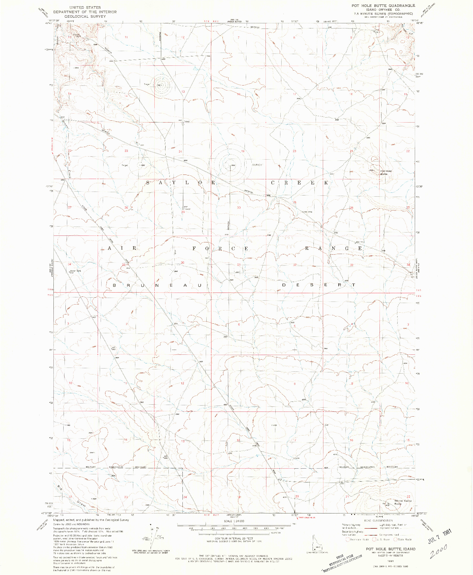 USGS 1:24000-SCALE QUADRANGLE FOR POT HOLE BUTTE, ID 1981
