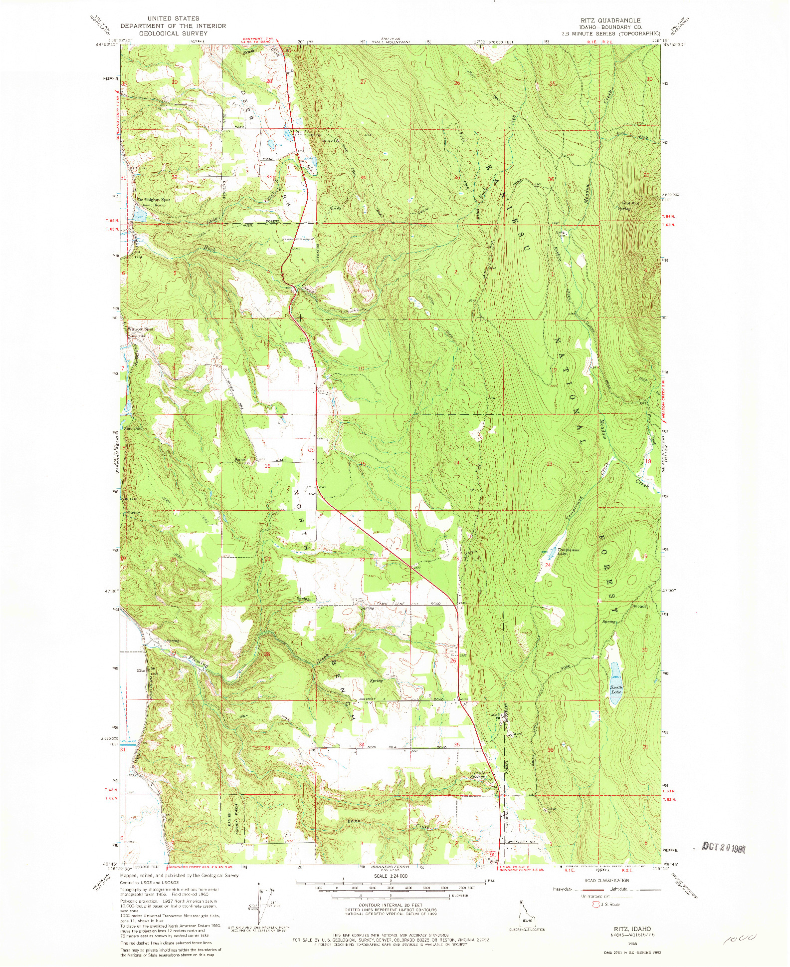 USGS 1:24000-SCALE QUADRANGLE FOR RITZ, ID 1965