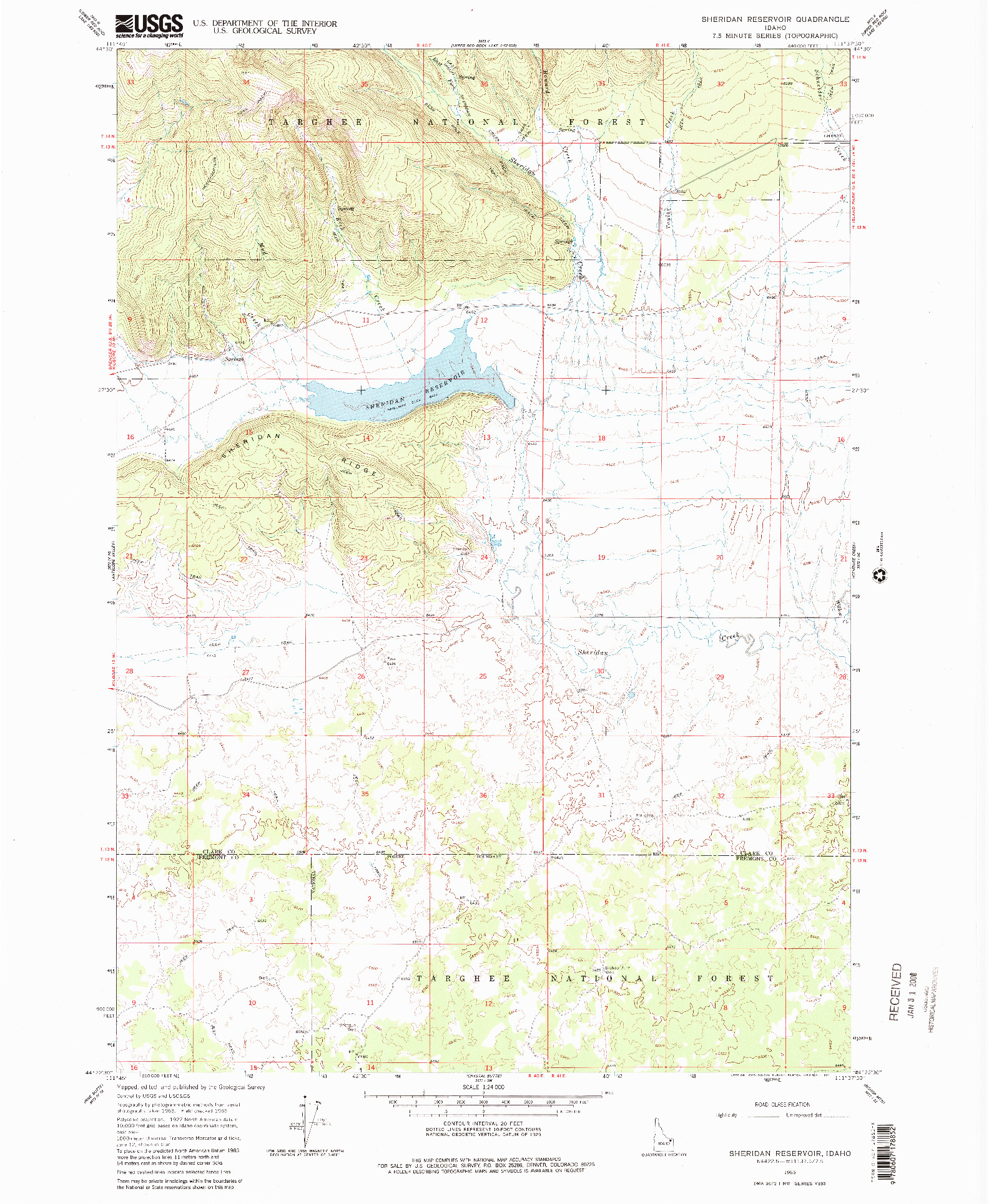 USGS 1:24000-SCALE QUADRANGLE FOR SHERIDAN RESERVOIR, ID 1965