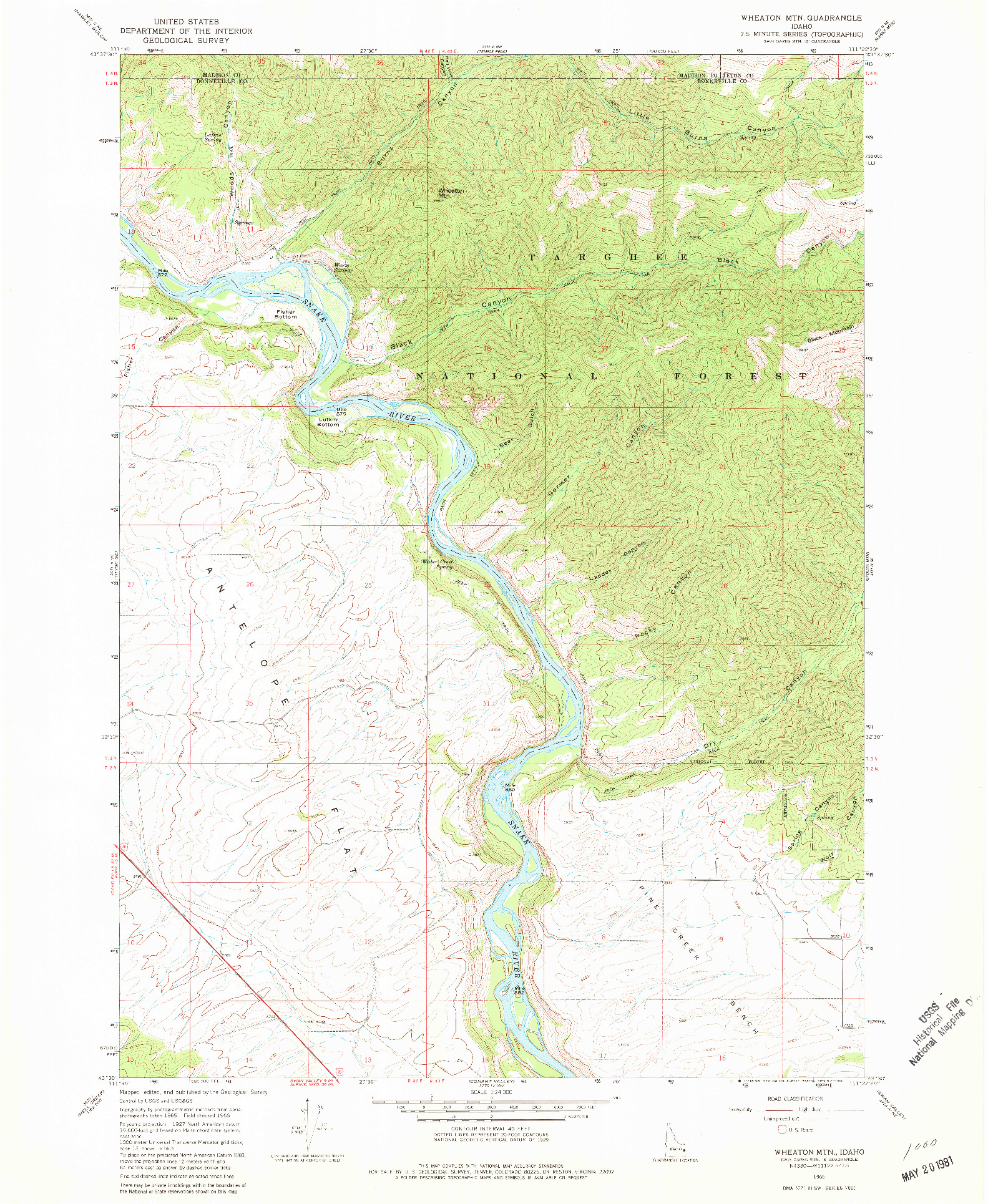 USGS 1:24000-SCALE QUADRANGLE FOR WHEATON MOUNTAIN, ID 1966