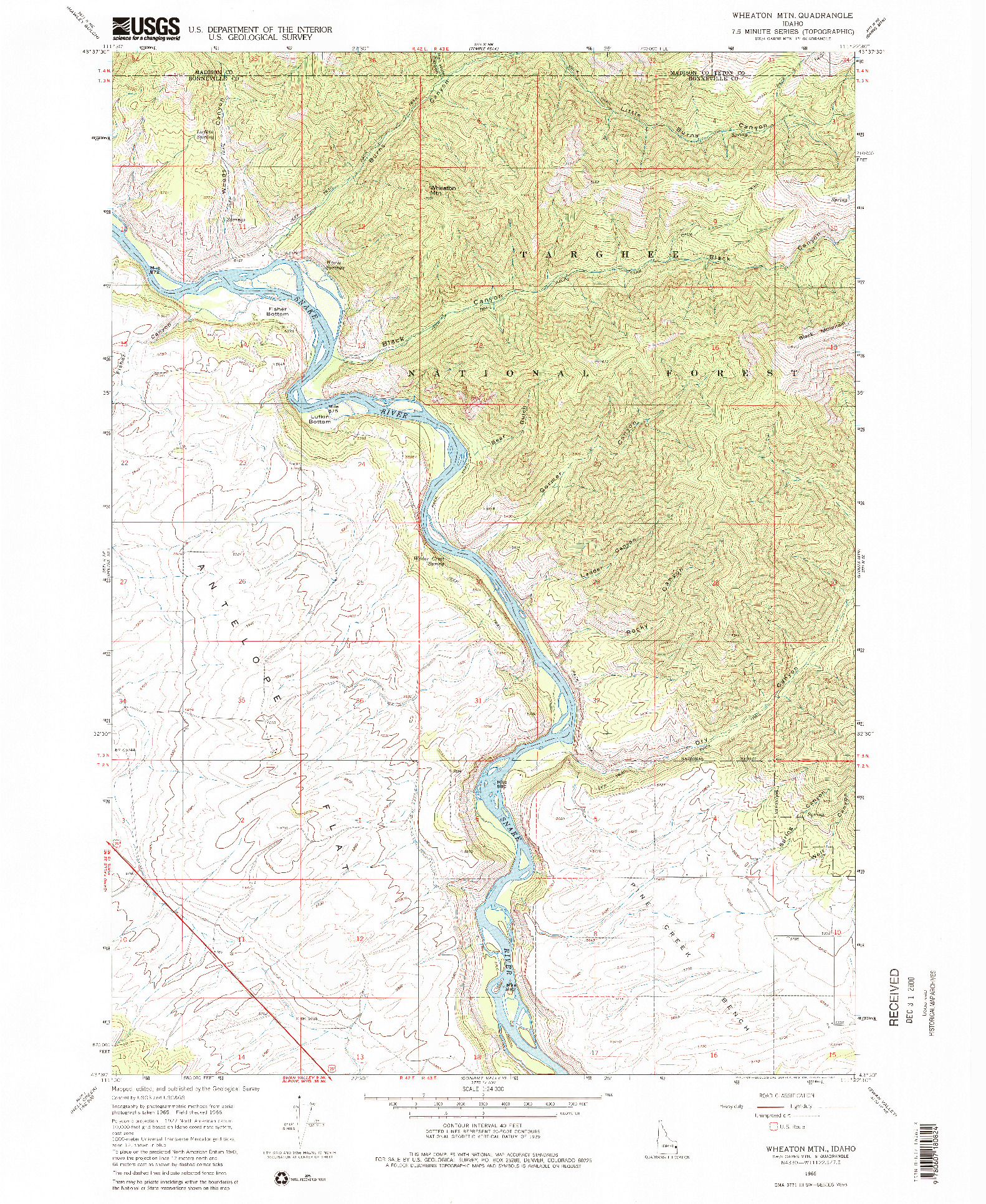 USGS 1:24000-SCALE QUADRANGLE FOR WHEATON MOUNTAIN, ID 1966