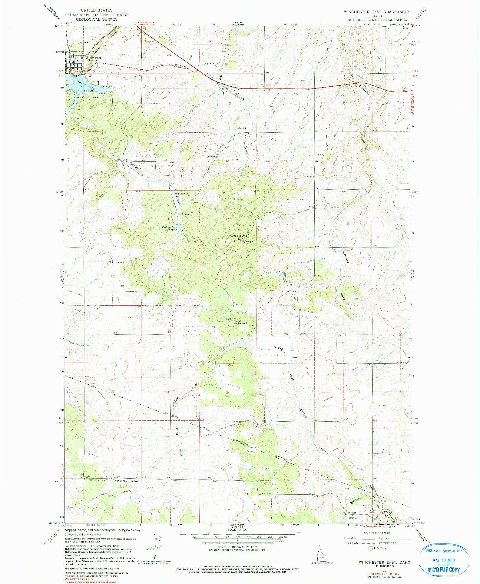 USGS 1:24000-SCALE QUADRANGLE FOR WINCHESTER EAST, ID 1967