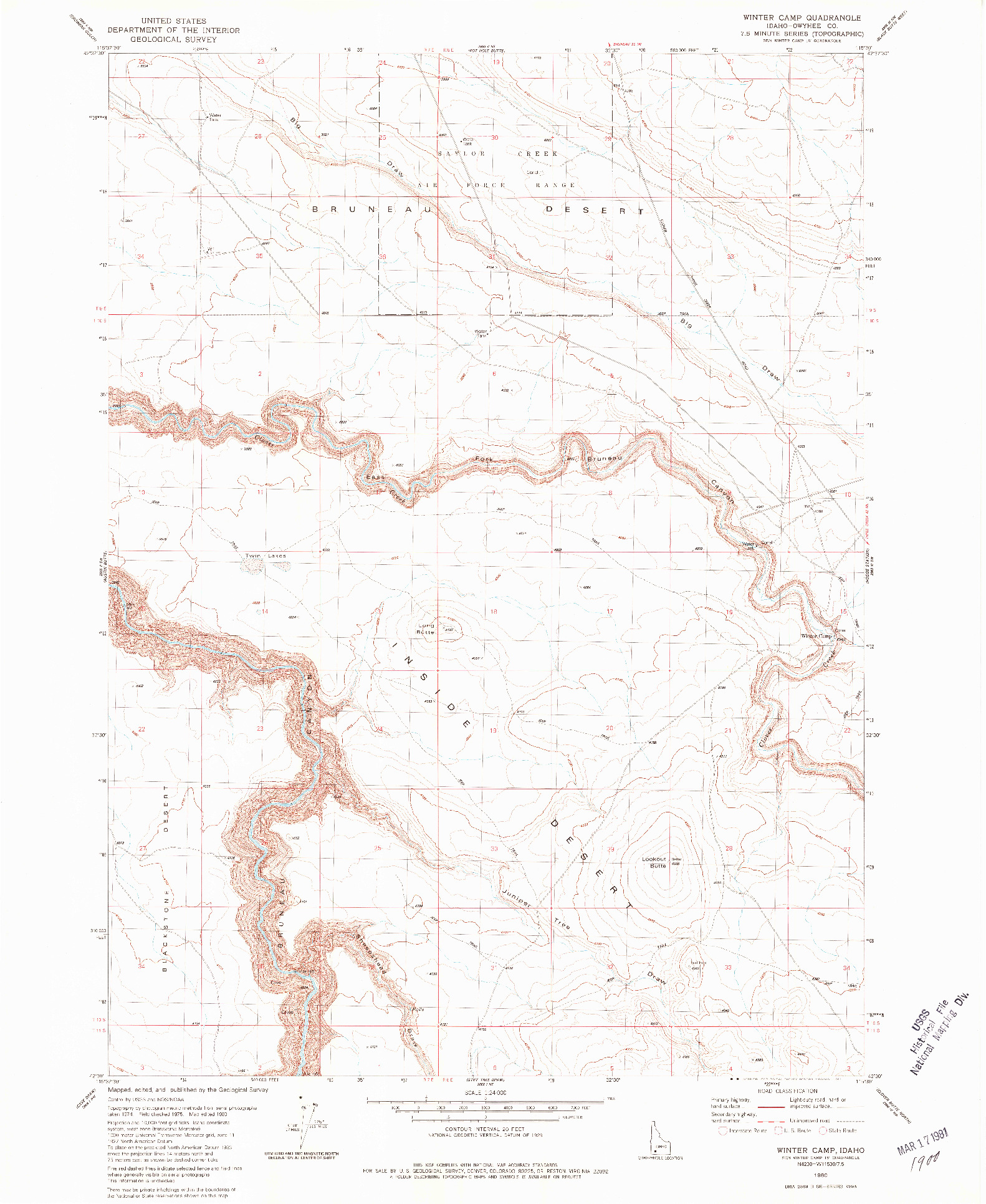 USGS 1:24000-SCALE QUADRANGLE FOR WINTER CAMP, ID 1980