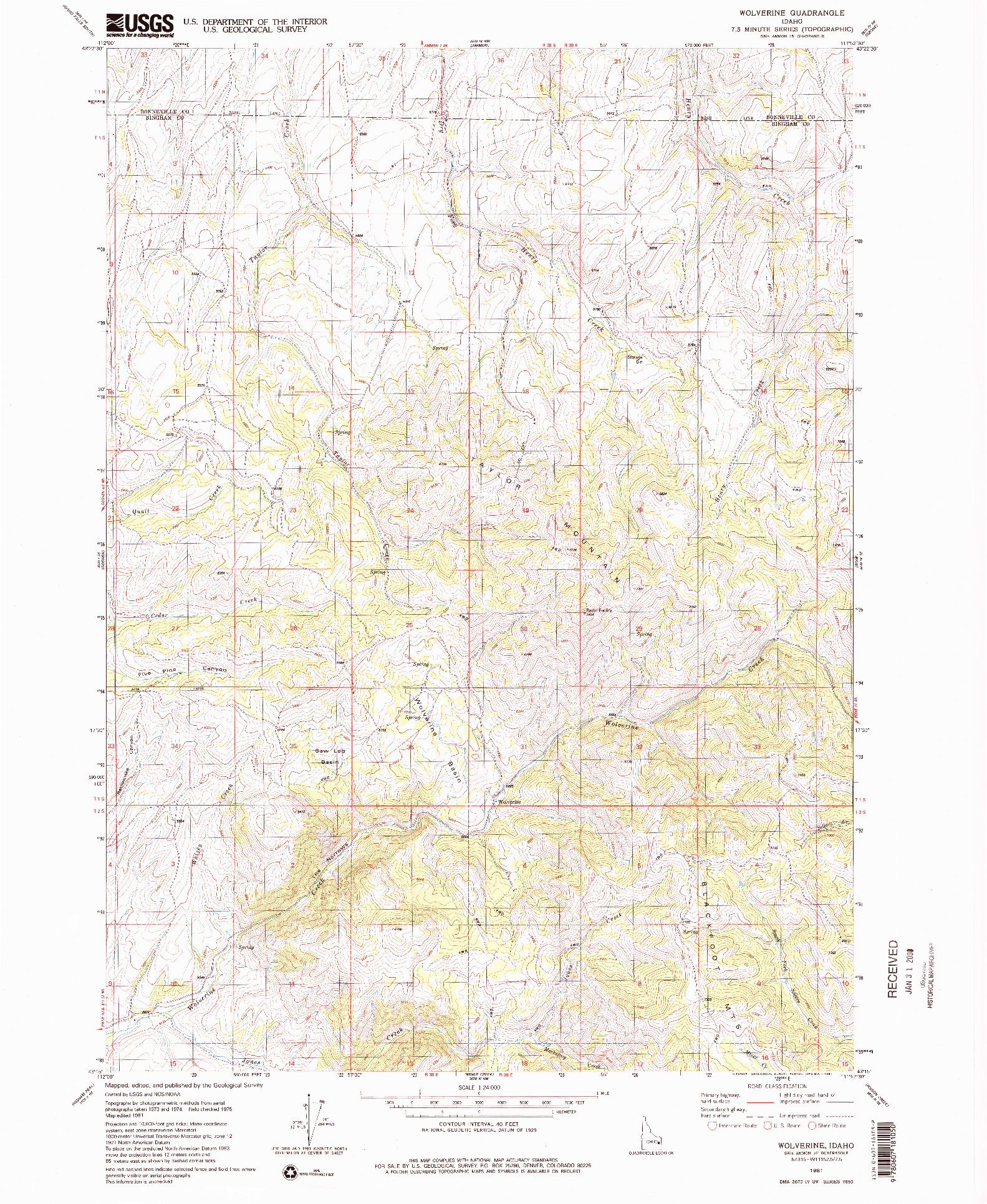 USGS 1:24000-SCALE QUADRANGLE FOR WOLVERINE, ID 1981
