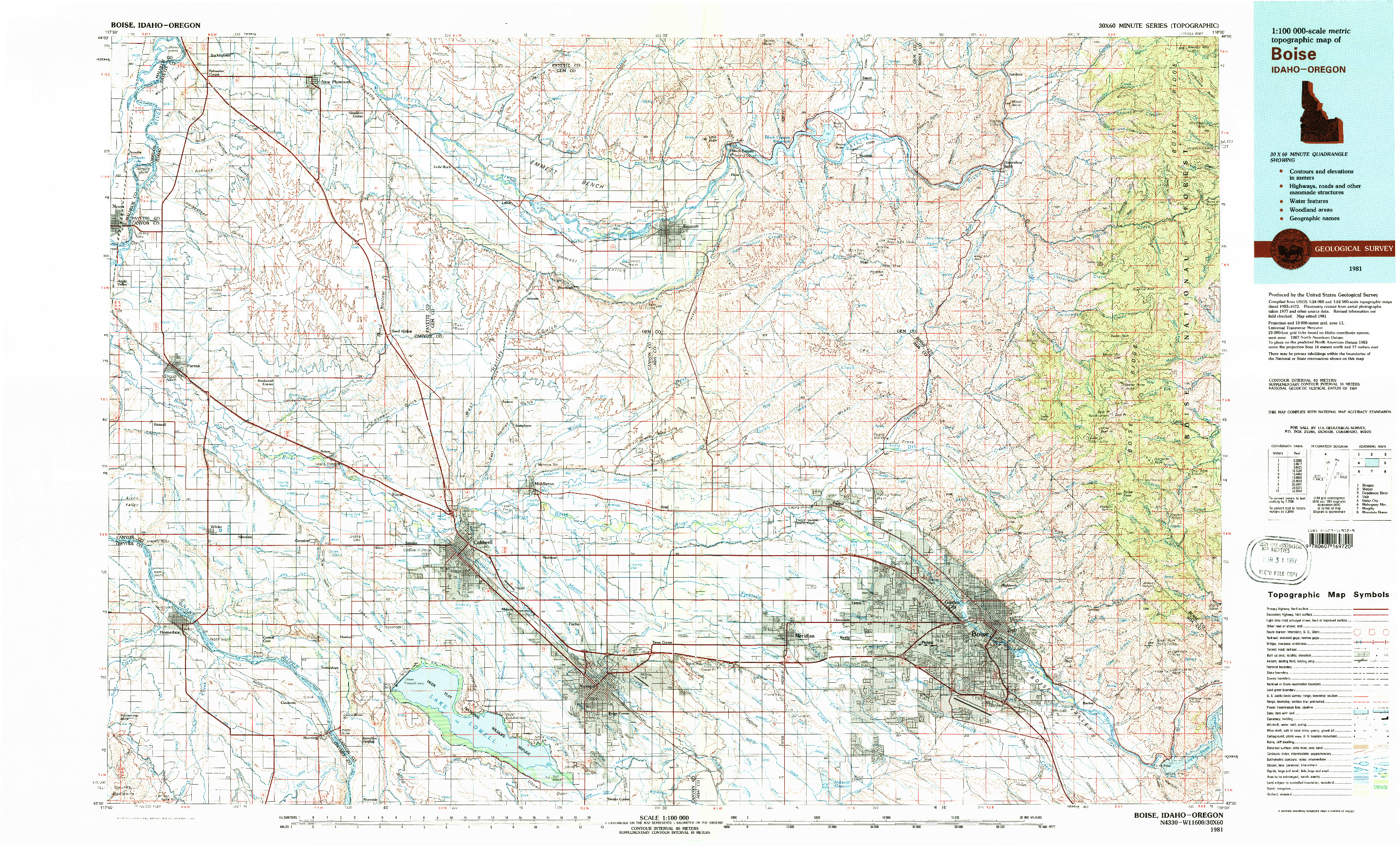 USGS 1:100000-SCALE QUADRANGLE FOR BOISE, ID 1981