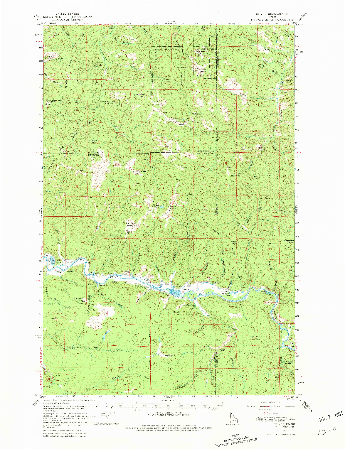 USGS 1:62500-SCALE QUADRANGLE FOR ST. JOE, ID 1957