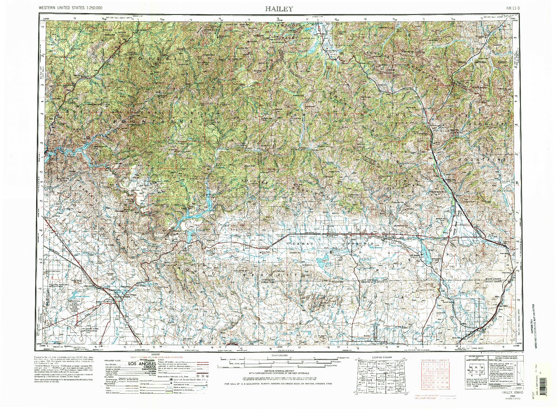 USGS 1:250000-SCALE QUADRANGLE FOR HAILEY, ID 1955