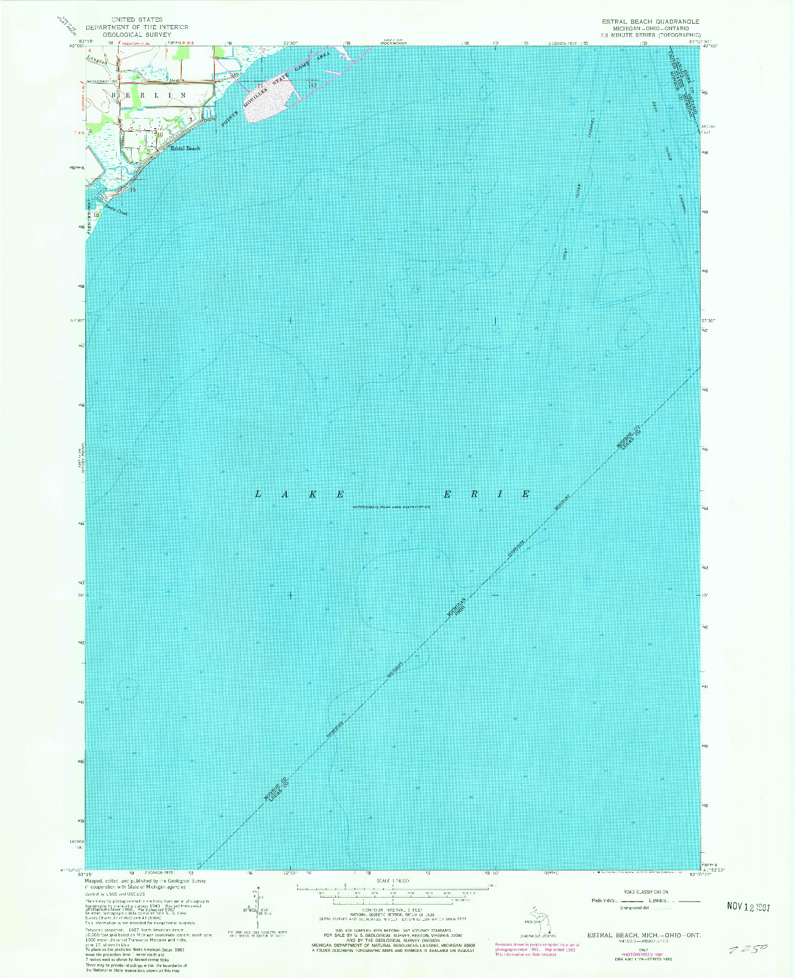 USGS 1:24000-SCALE QUADRANGLE FOR ESTRAL BEACH, MI 1967