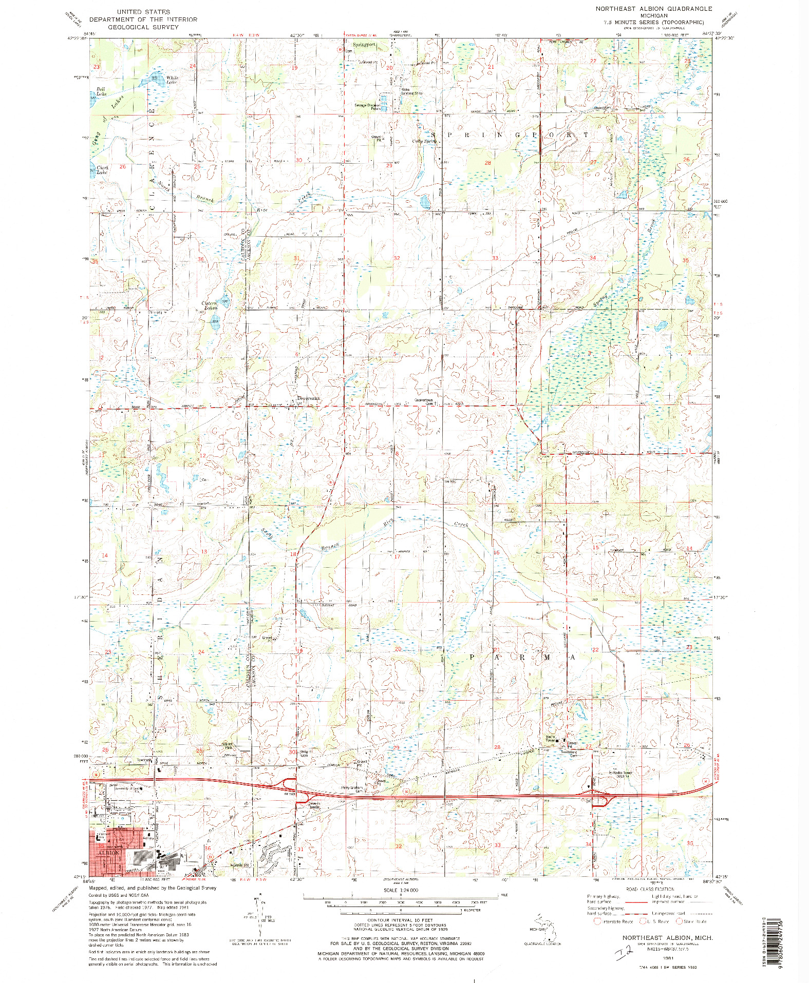 USGS 1:24000-SCALE QUADRANGLE FOR NORTHEAST ALBION, MI 1981