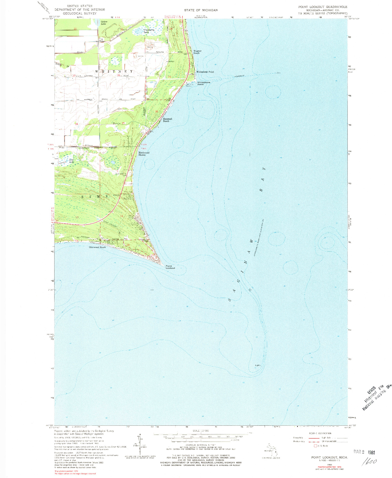 USGS 1:24000-SCALE QUADRANGLE FOR POINT LOOKOUT, MI 1966